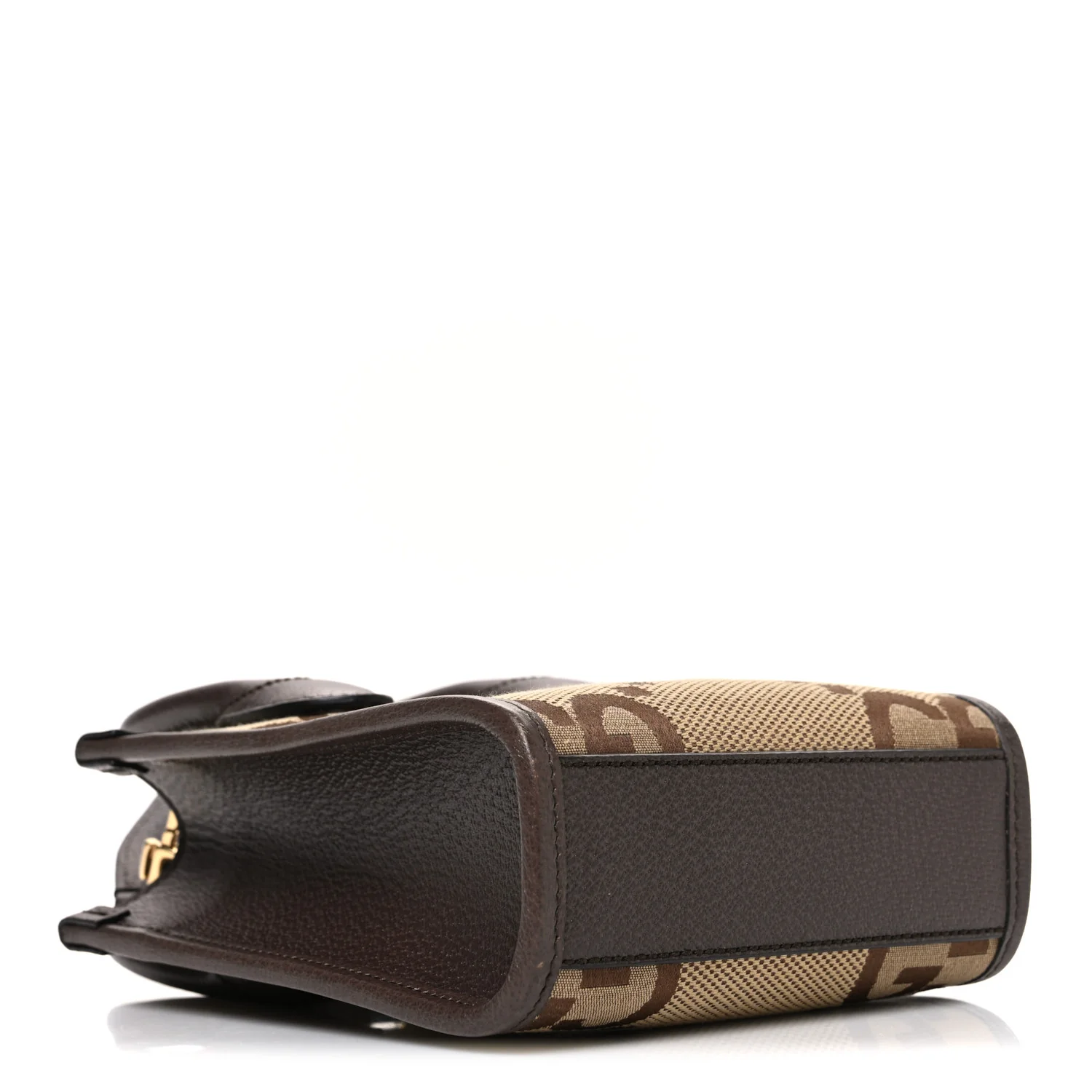 Monogram Jumbo GG Textured Dollar Calfskin Web Mini Vertical Tote Camel Ebony New Acero - Image 4
