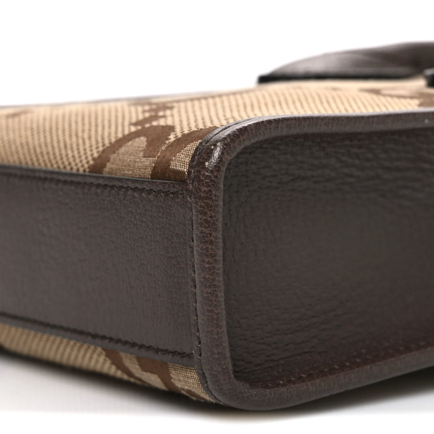 Monogram Jumbo GG Textured Dollar Calfskin Web Mini Vertical Tote Camel Ebony New Acero - Image 10