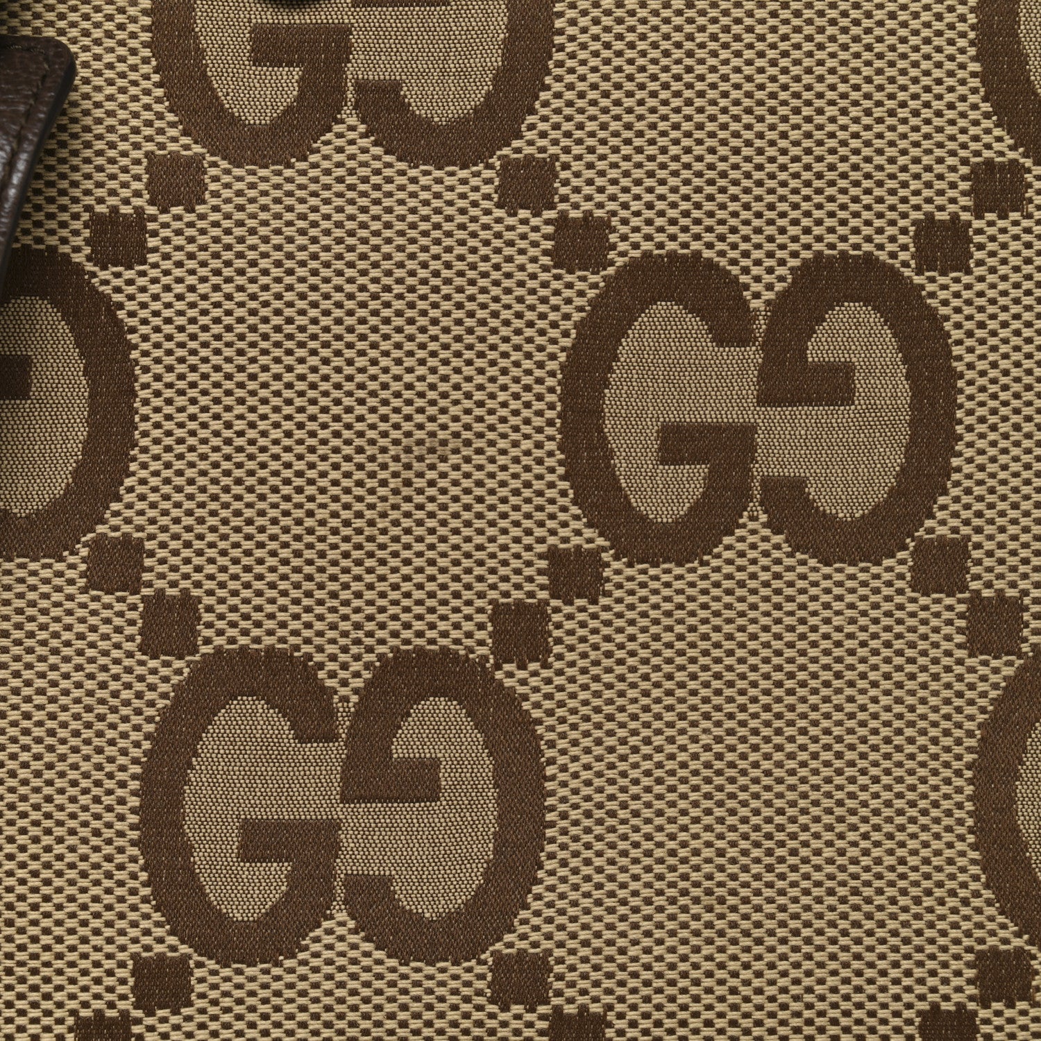 Monogram Jumbo GG Textured Dollar Calfskin Web Small Tote Bag Camel Ebony New Acero - Image 13
