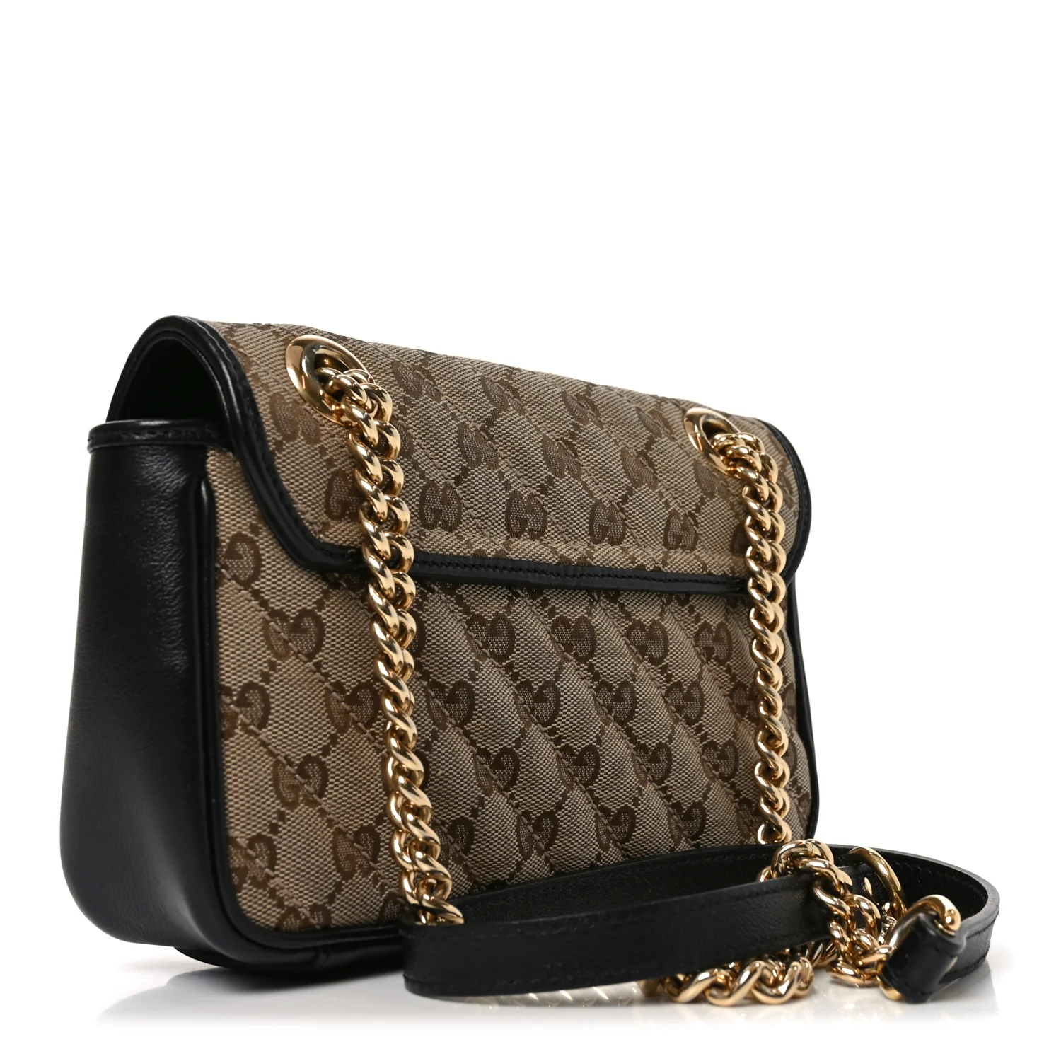 Monogram Matelasse Diagonal Mini GG Marmont Shoulder Bag Beige Black - Image 3