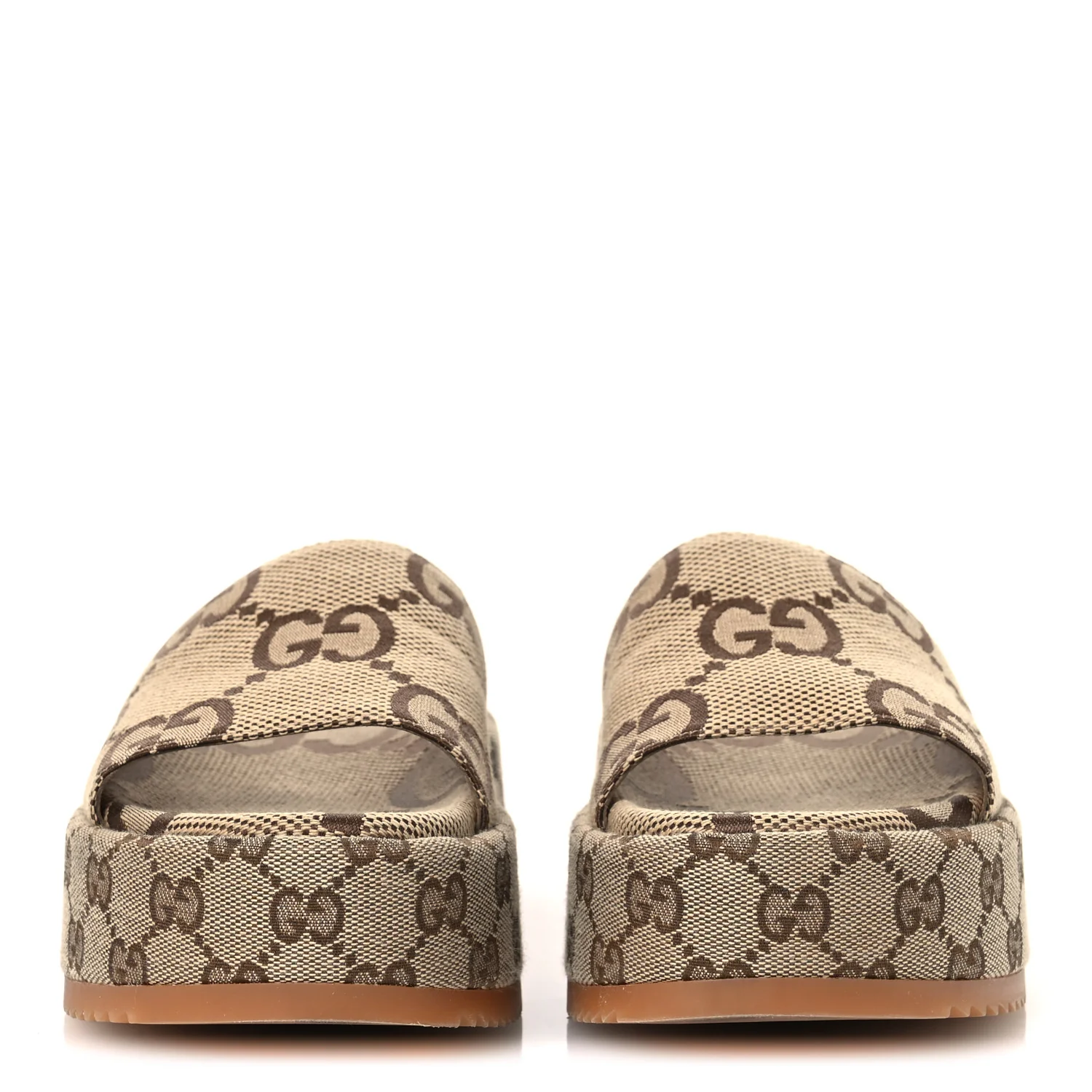 Monogram Maxi GG Angelina Platform 55mm Slide Sandals 36 Camel Ebony - Image 3