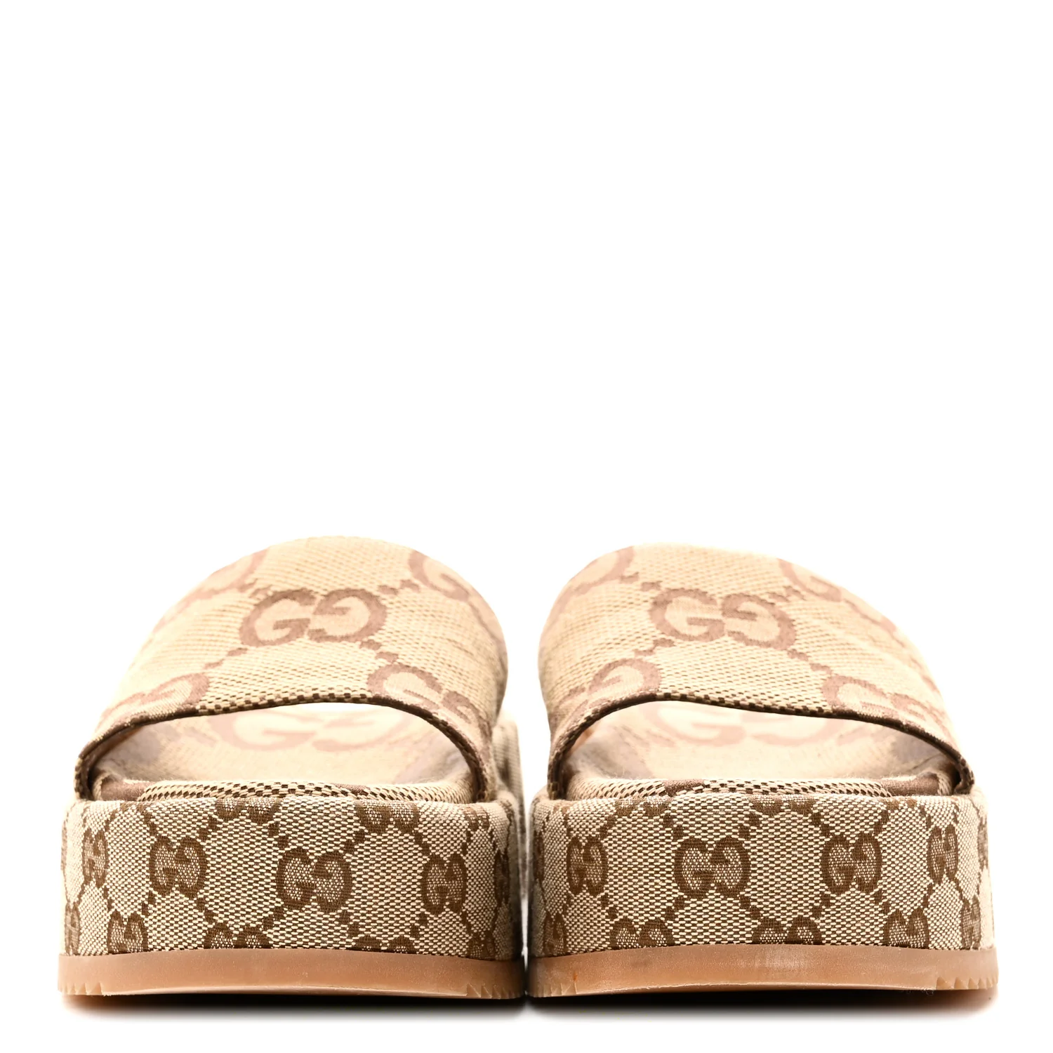 Monogram Maxi GG Angelina Platform 55mm Slide Sandals 37 Camel Ebony - Image 3