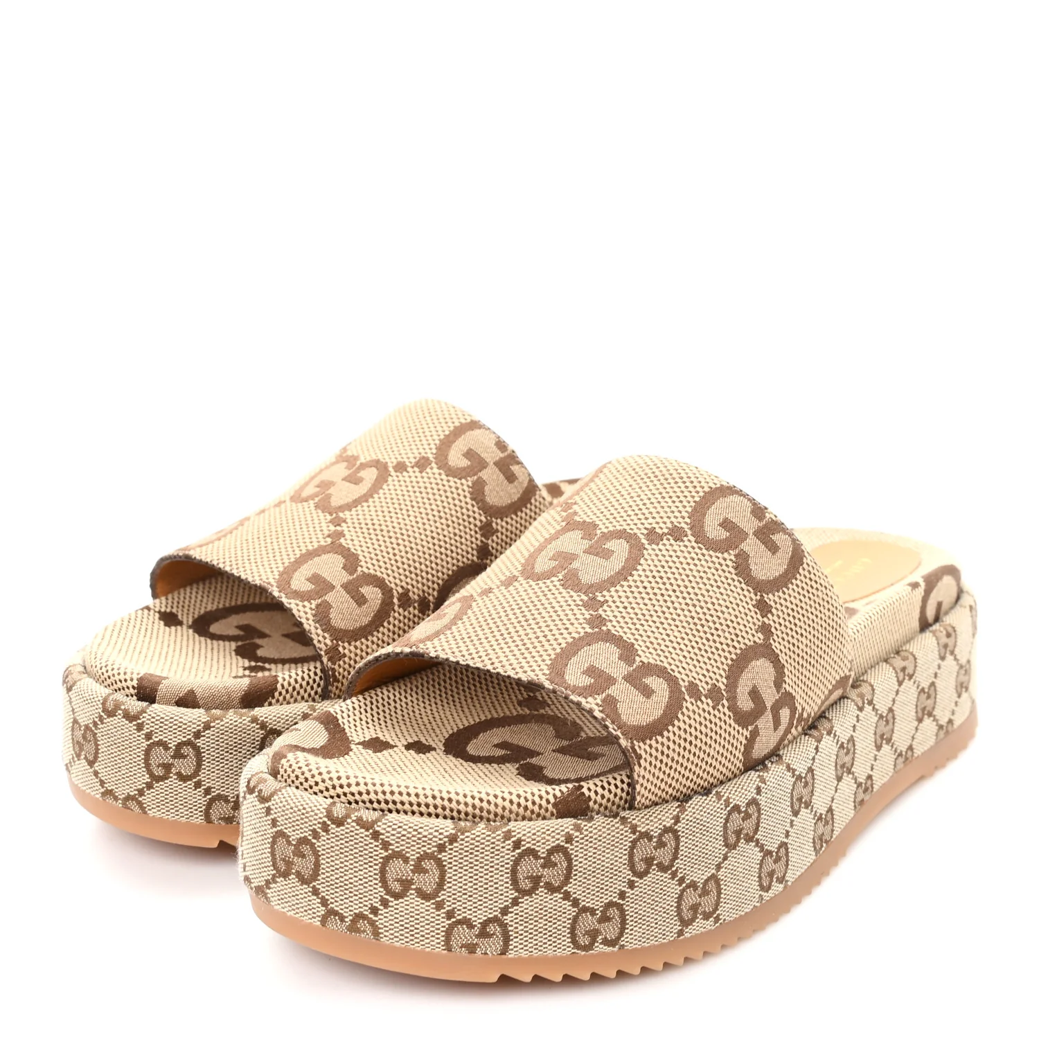 Monogram Maxi GG Angelina Platform 55mm Slide Sandals 41 Camel Ebony - Image 4