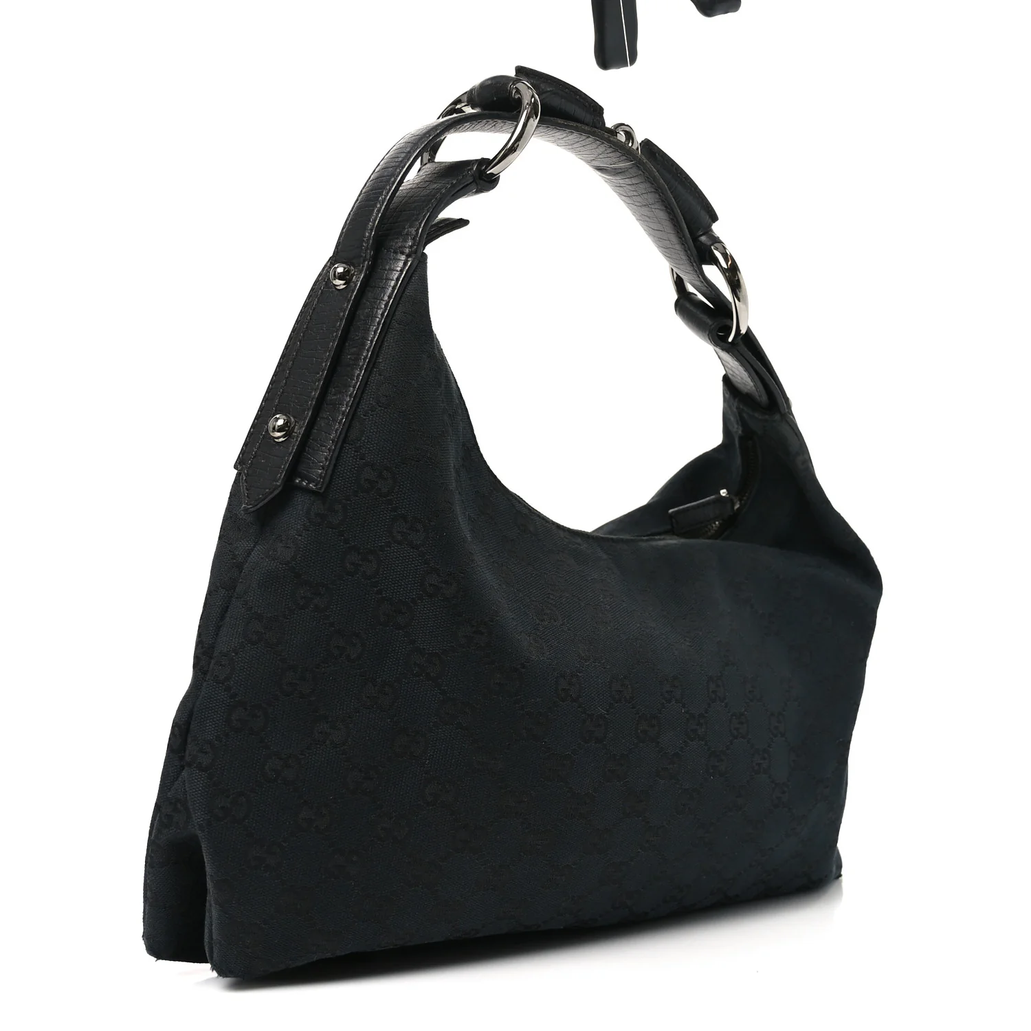 Monogram Medium Horsebit Chain Hobo Black - Image 3