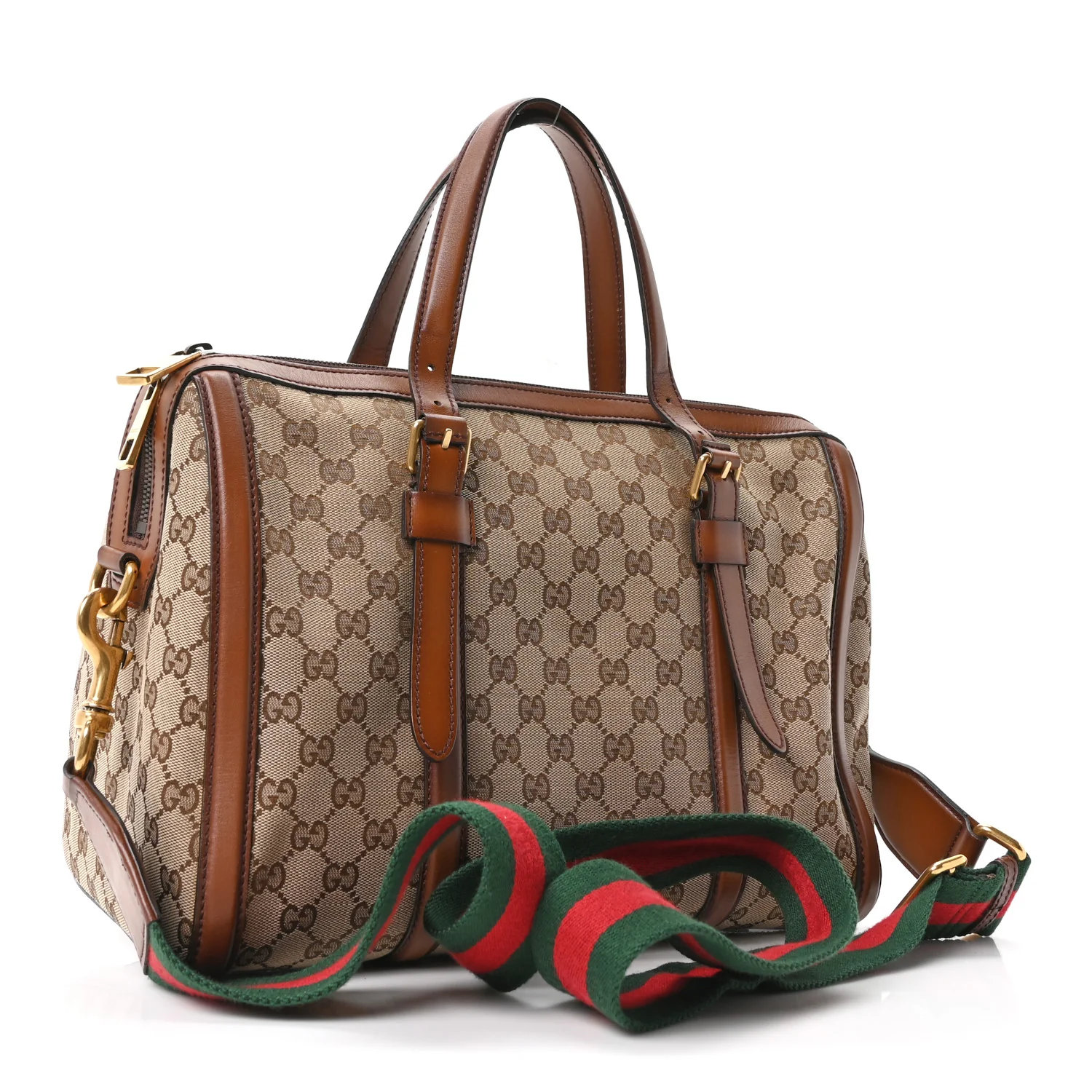 Monogram Medium Lady Web Boston Bag Beige Cuir - Image 3