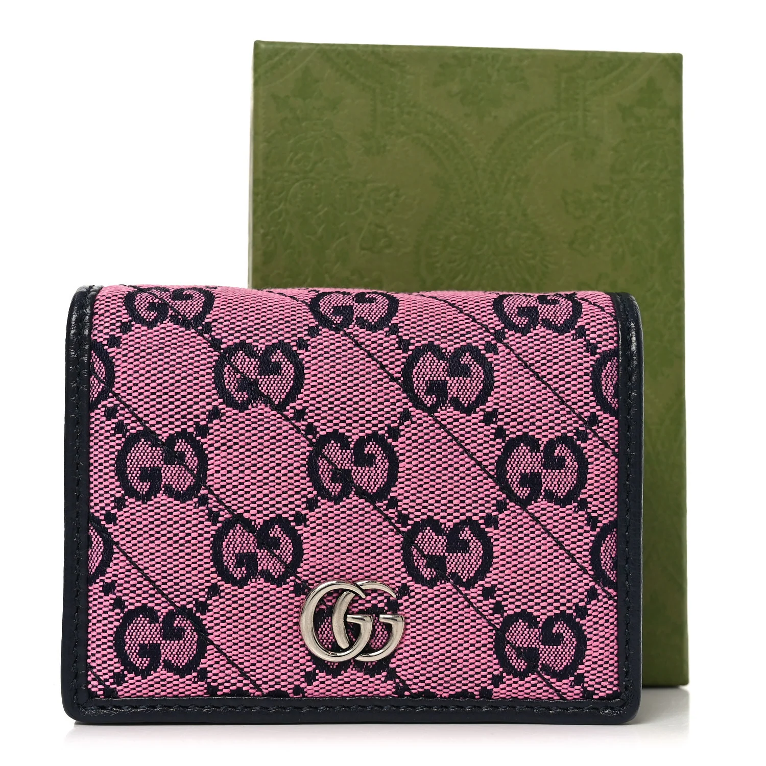 Monogram Multicolor Matelasse Diagonal GG Marmont Card Case Wallet Pink Blue - Image 8