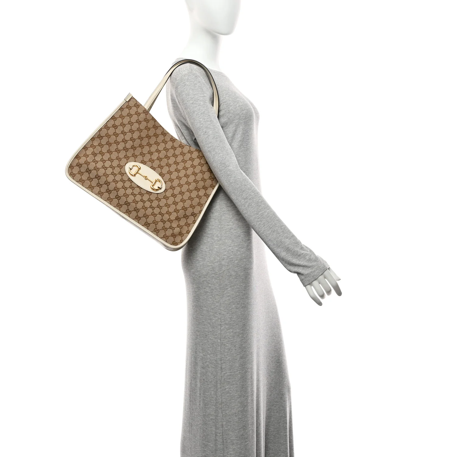 Monogram New Sakai Calfskin Lux Horsebit 1955 Tote Beige Ebony Mystic White - Image 2