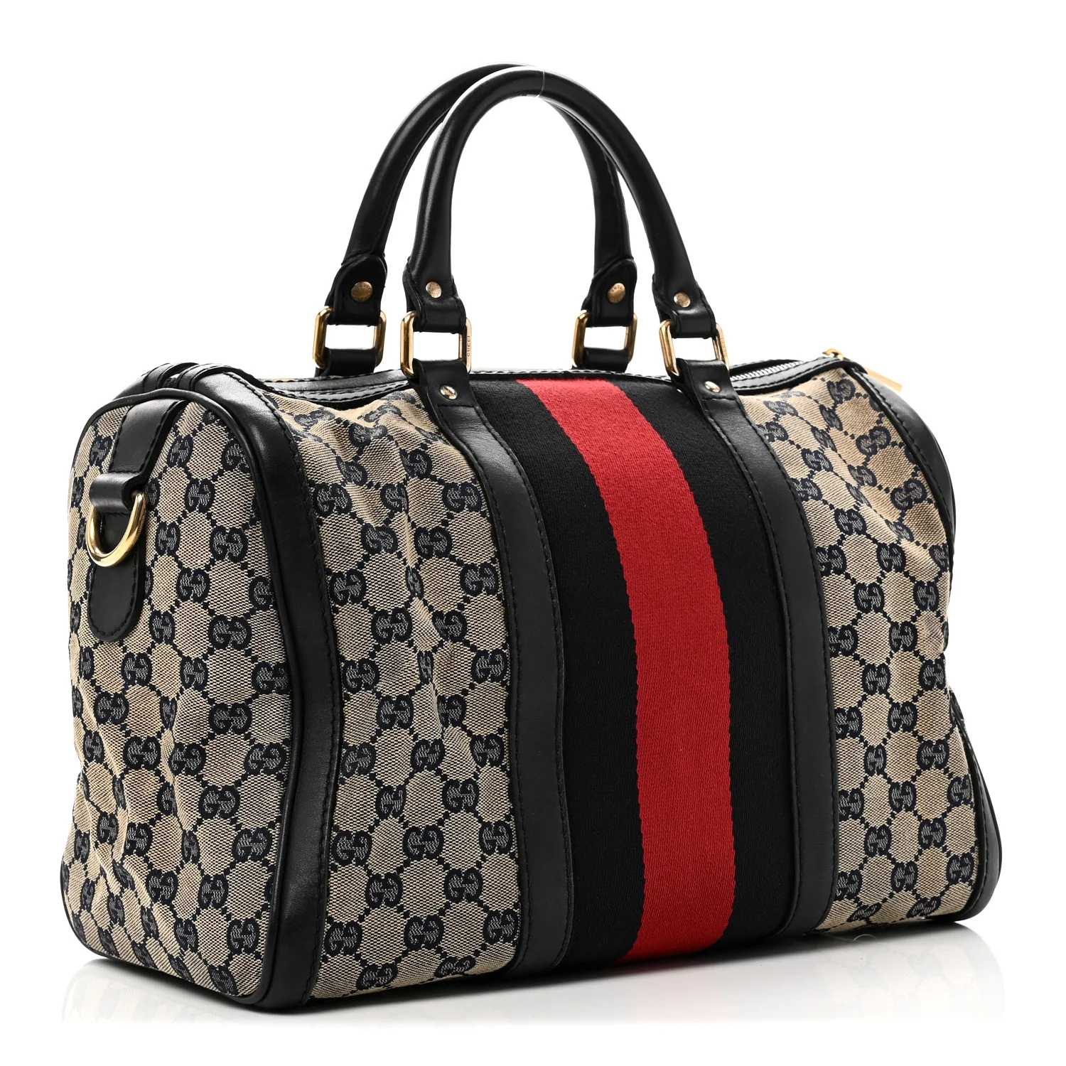Monogram Selleria Calfskin Vintage Web Medium Boston Beige Blue - Image 3