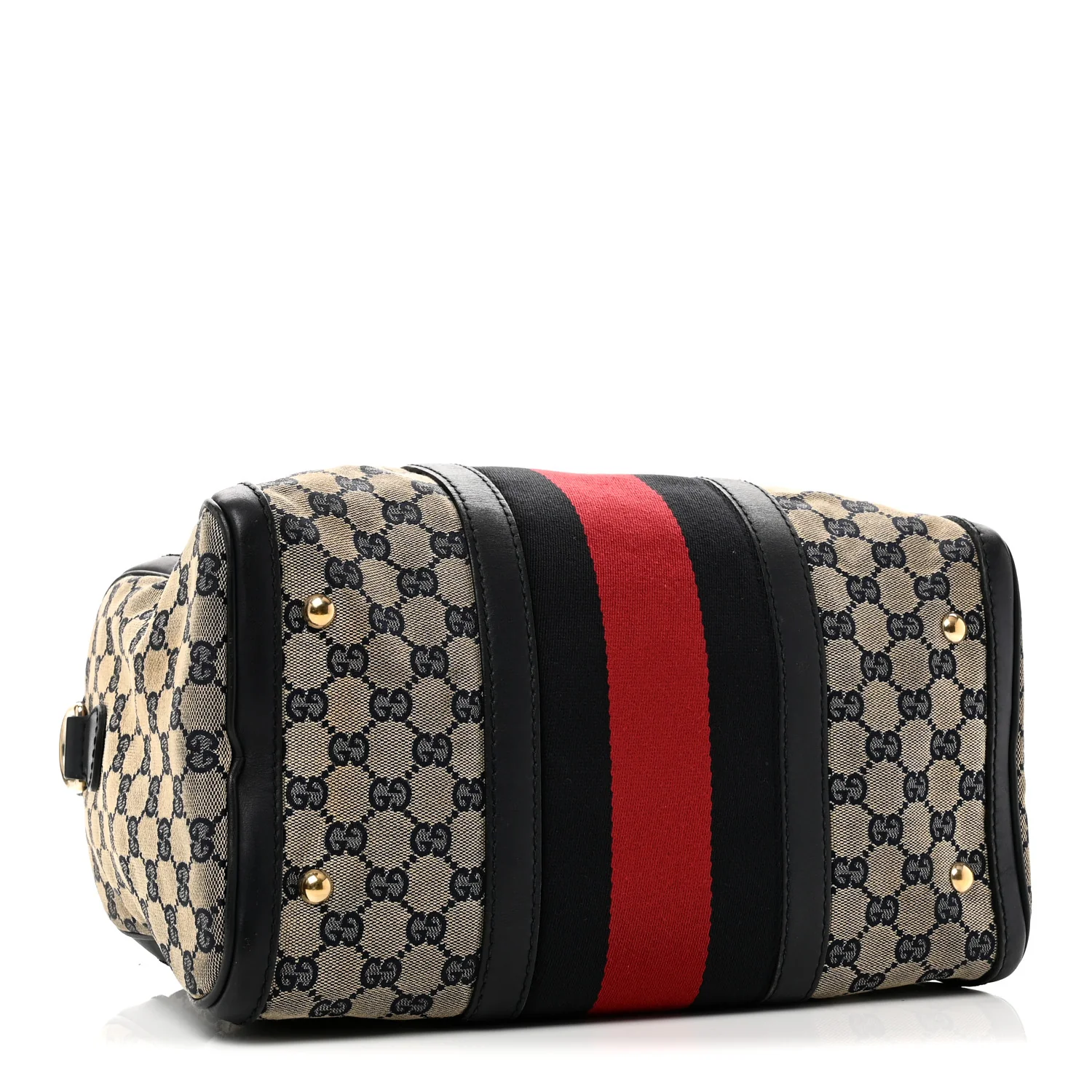 Monogram Selleria Calfskin Vintage Web Medium Boston Beige Blue - Image 4
