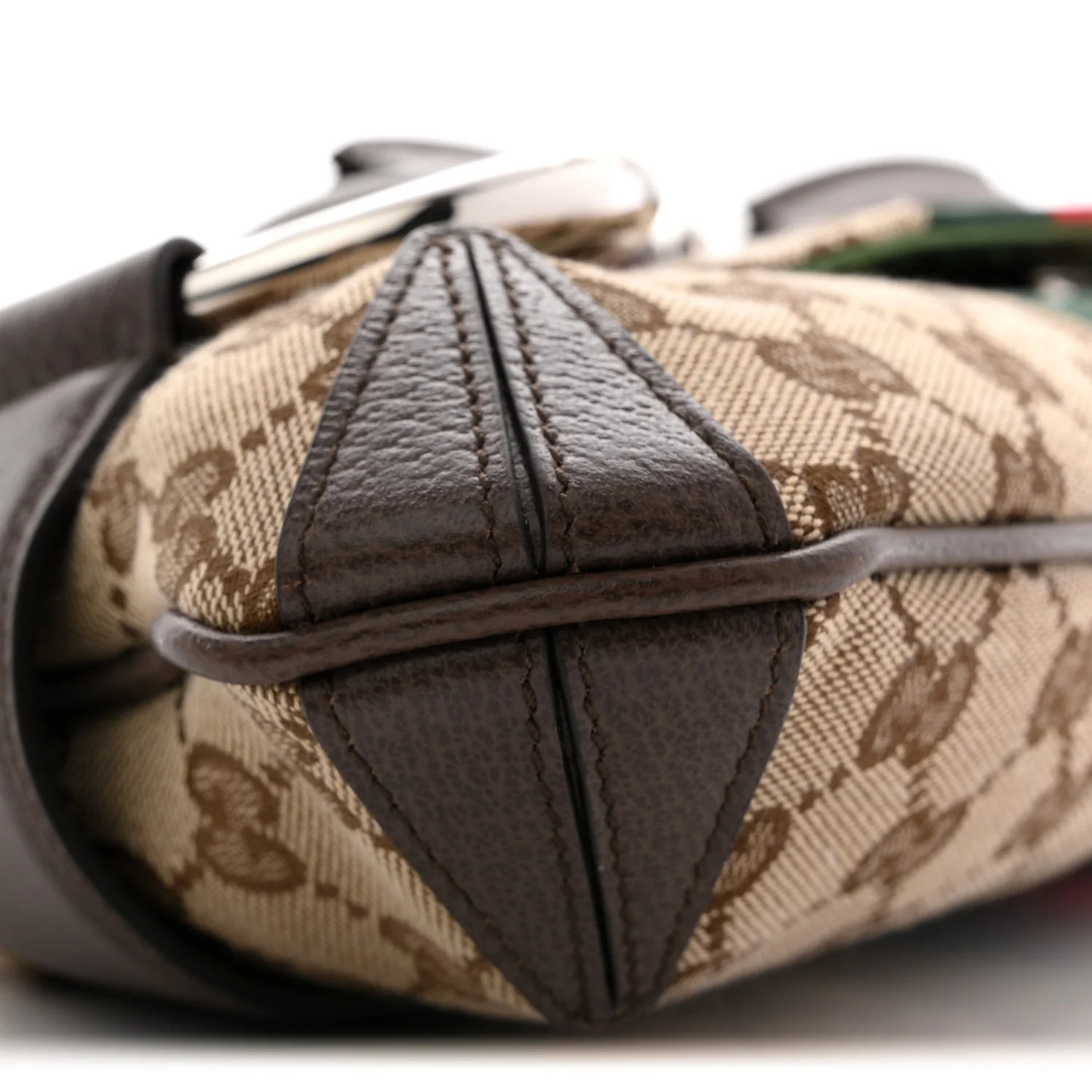 Monogram Textured Dollar Calfskin Heavy Grosgrain Web Medium Maxi Horsebit Chain Shoulder Bag Beige Ebony New Acero - Image 9