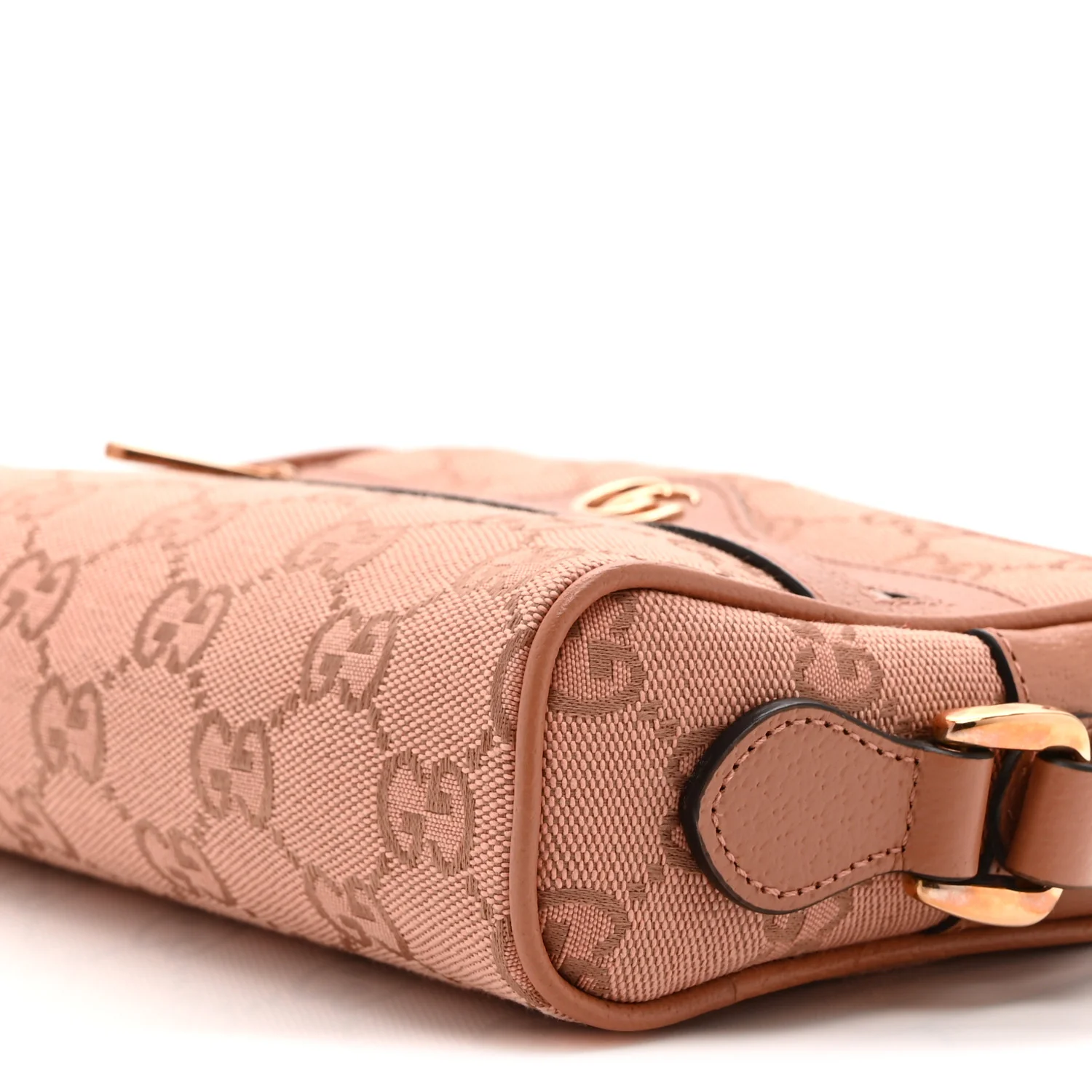 Monogram Textured Dollar Calfskin Mini Ophidia Shoulder Bag Cloche Rose Pink - Image 10