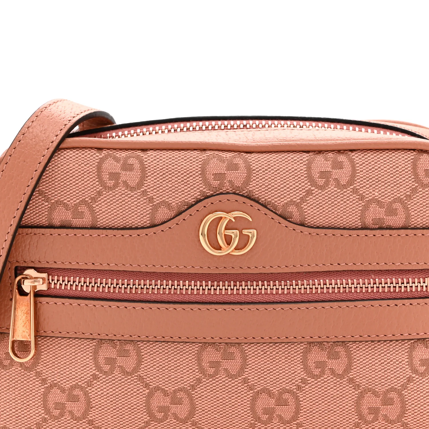 Monogram Textured Dollar Calfskin Mini Ophidia Shoulder Bag Cloche Rose Pink - Image 8