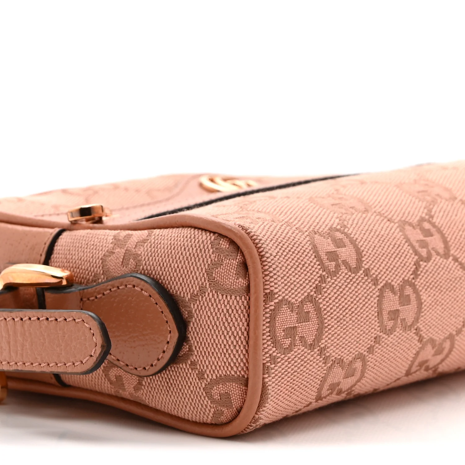 Monogram Textured Dollar Calfskin Mini Ophidia Shoulder Bag Cloche Rose Pink - Image 9