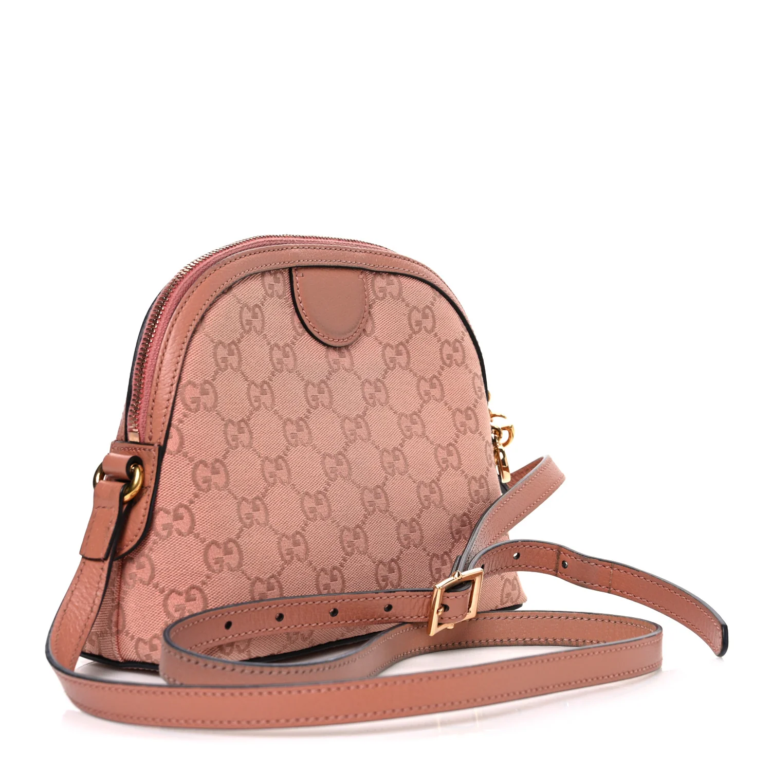 Monogram Textured Dollar Calfskin Small Ophidia Dome Shoulder Bag Cloche Rose Pink - Image 3