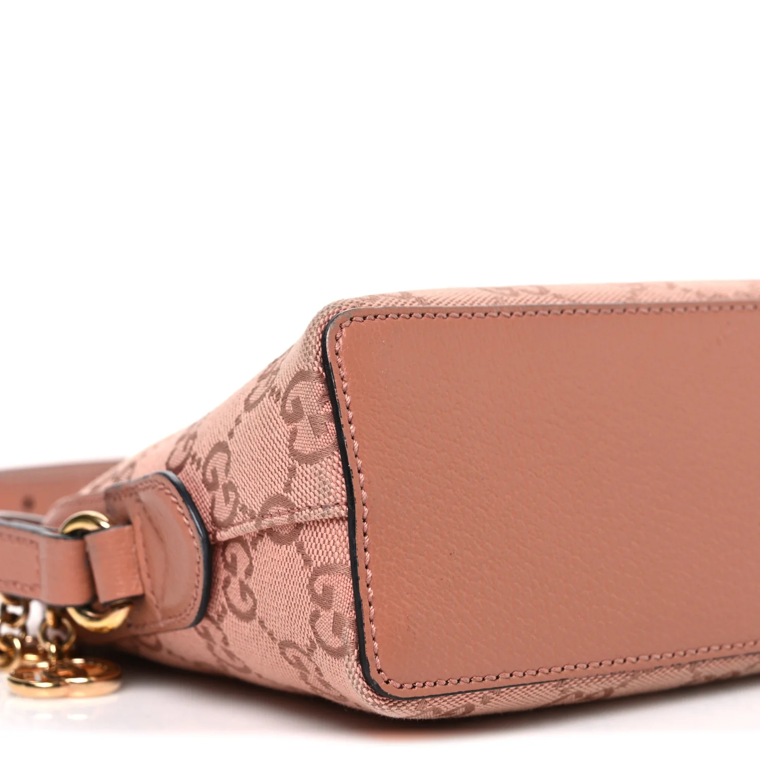 Monogram Textured Dollar Calfskin Small Ophidia Dome Shoulder Bag Cloche Rose Pink - Image 9