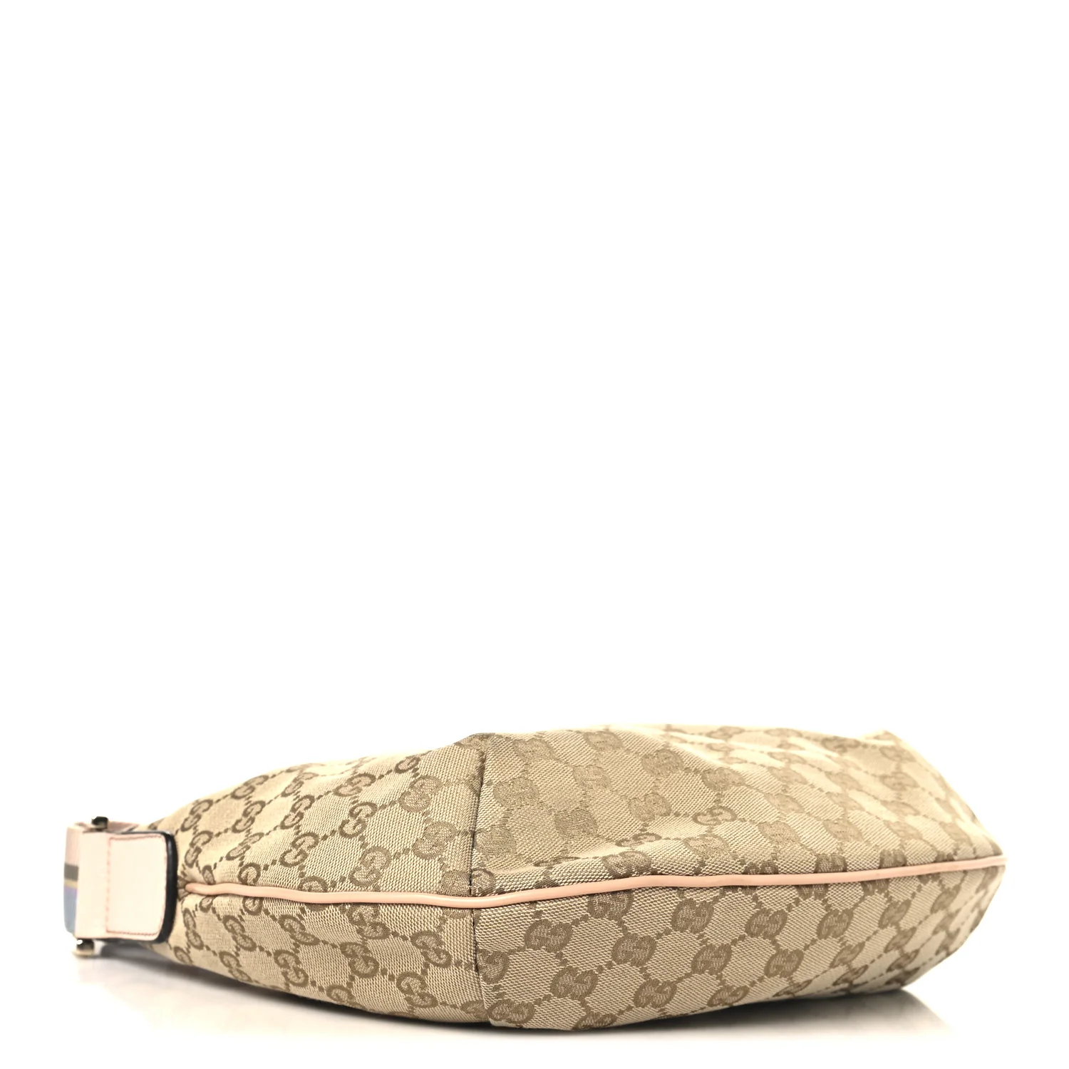 Monogram Web Medium Half Moon Hobo Gold Pink - Image 4