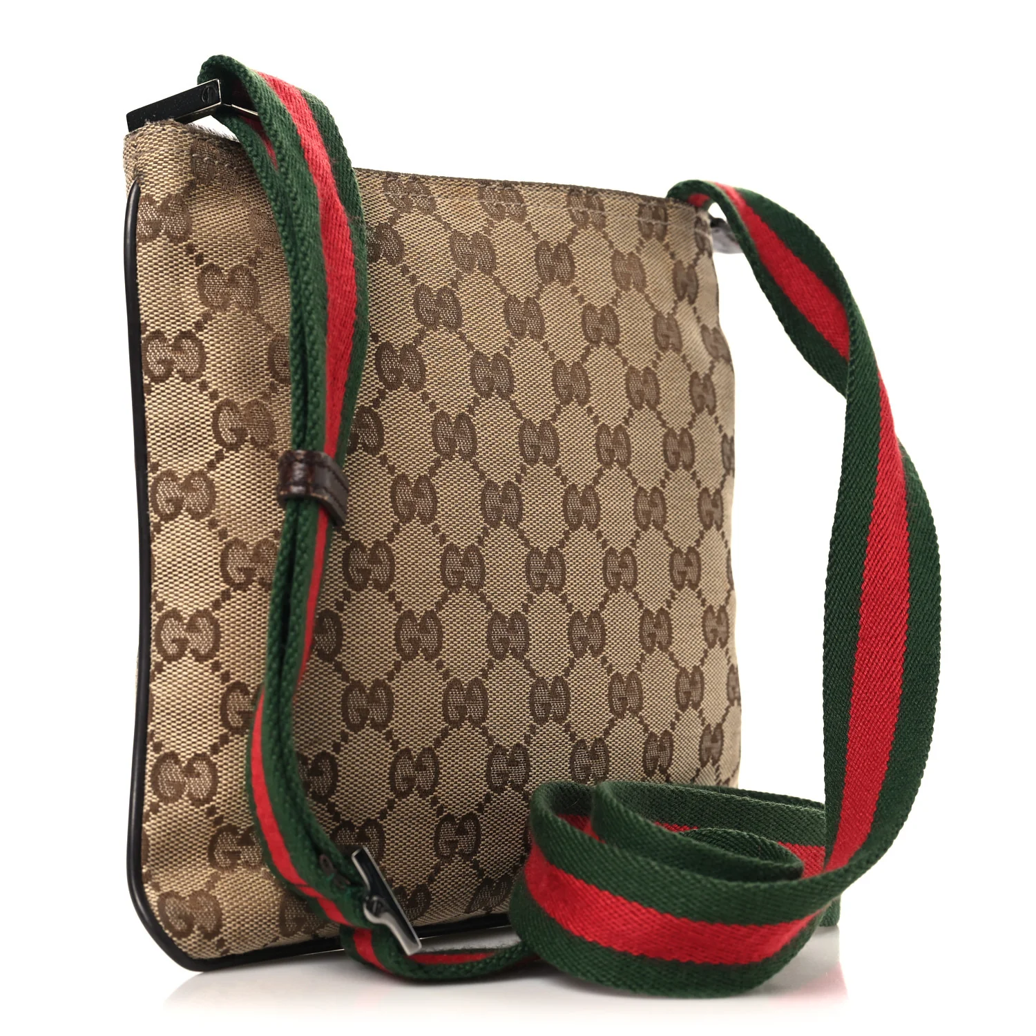 Monogram Web Small Flat Messenger Bag Brown - Image 3