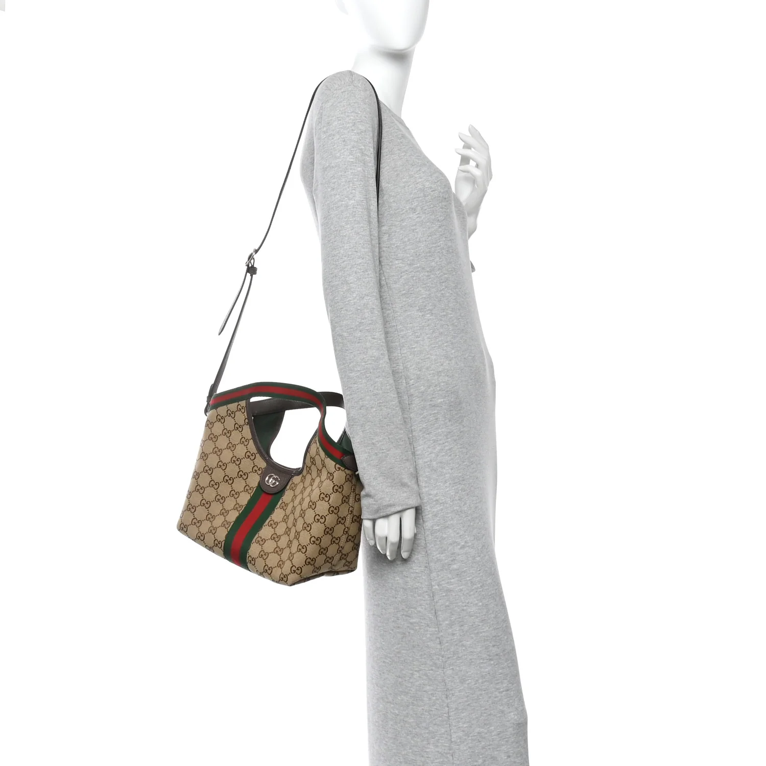 Monogram Web Small Giglio Tote Bag Beige Dark Brown - Image 2