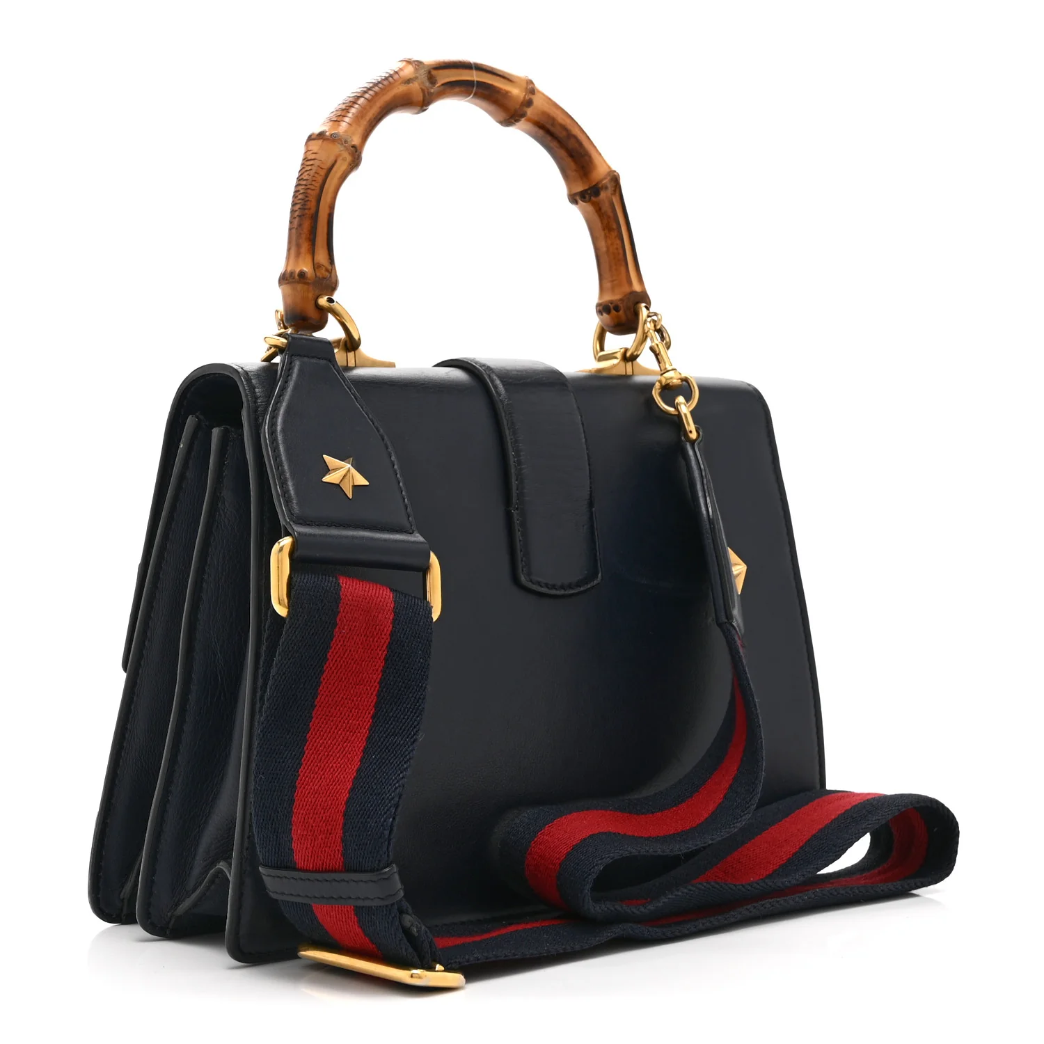 Moon Calfskin Bamboo Web Medium Dionysus Top Handle Bag Blue Emerald Hibiscus Red - Image 3