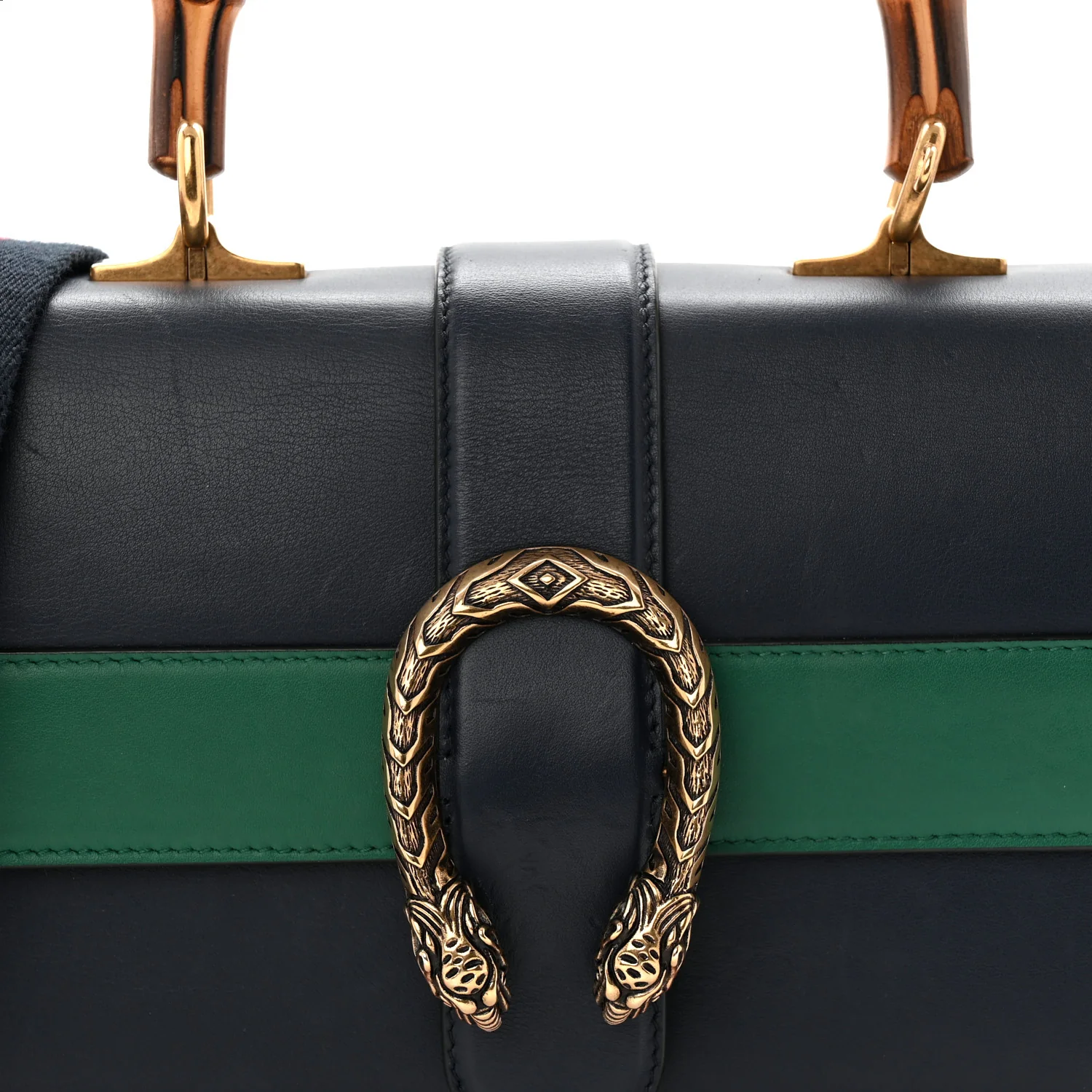 Moon Calfskin Bamboo Web Medium Dionysus Top Handle Bag Blue Emerald Hibiscus Red - Image 8