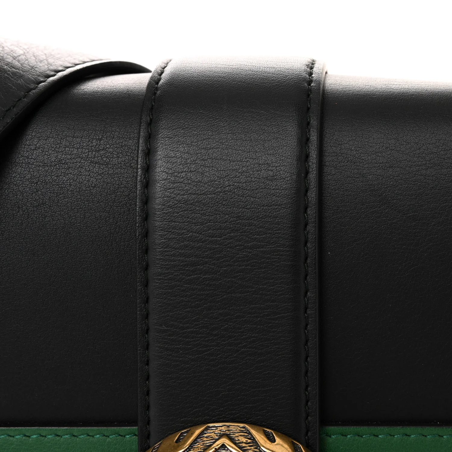 Moon Calfskin Web Large Dionysus Bamboo Top Handle Bag Black Bright Evergreen Hibiscus Red - Image 8