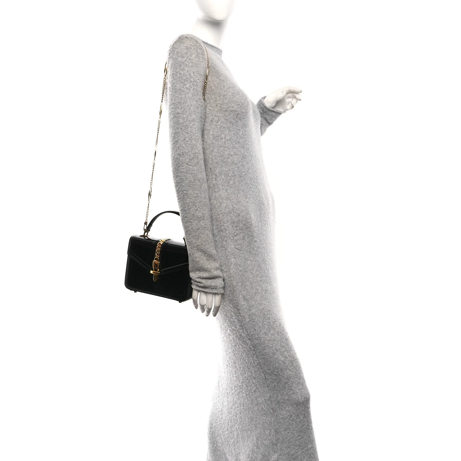 Mousse Top Patent Mini Sylvie 1969 Top Handle Bag Black - Image 2