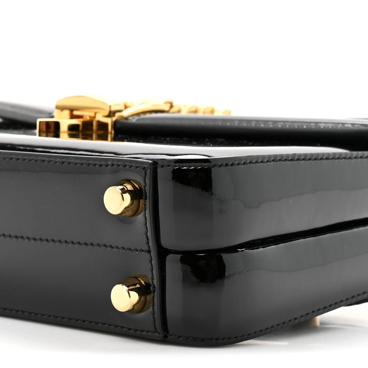 Mousse Top Patent Mini Sylvie 1969 Top Handle Bag Black - Image 9