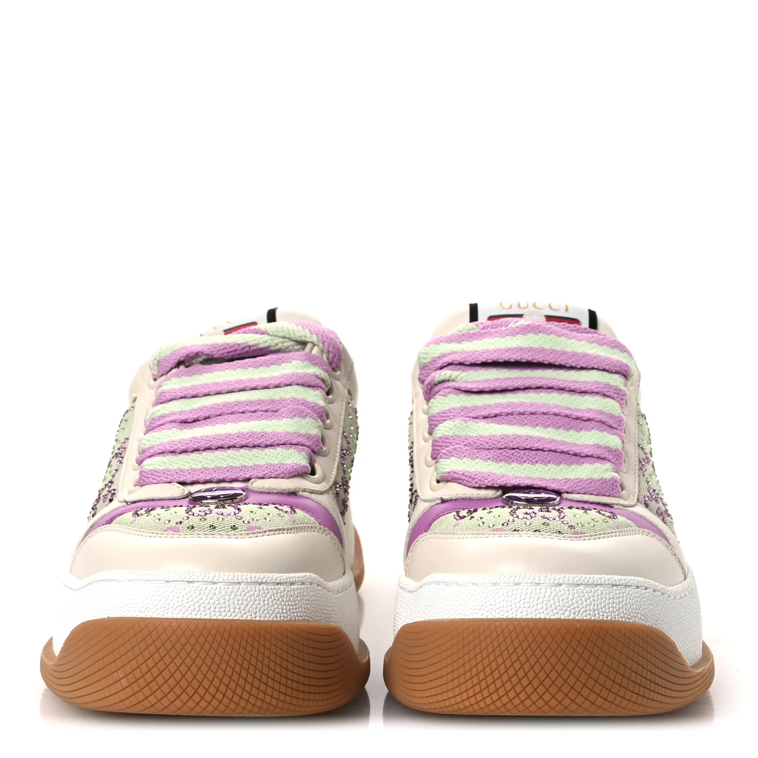 Nappa Charlotte Canvas Crystal GG Monogram Womens Screener 50mm Sneakers 37.5 Off White - Image 3