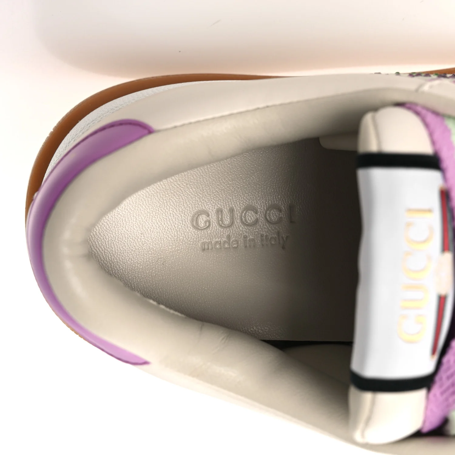 Nappa Charlotte Canvas Crystal GG Monogram Womens Screener 50mm Sneakers 37.5 Off White - Image 9