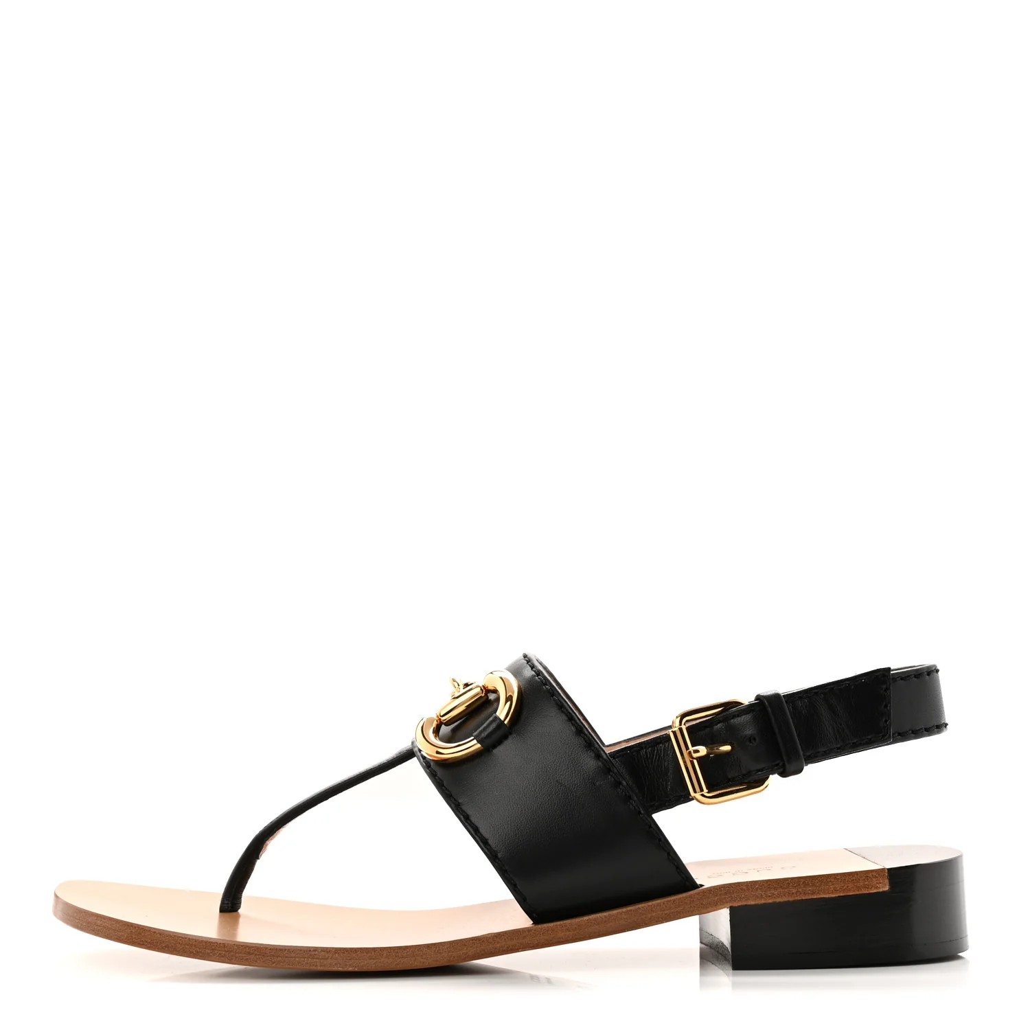 Nappa Charlotte Horsebit Thong Sandals 40 Black