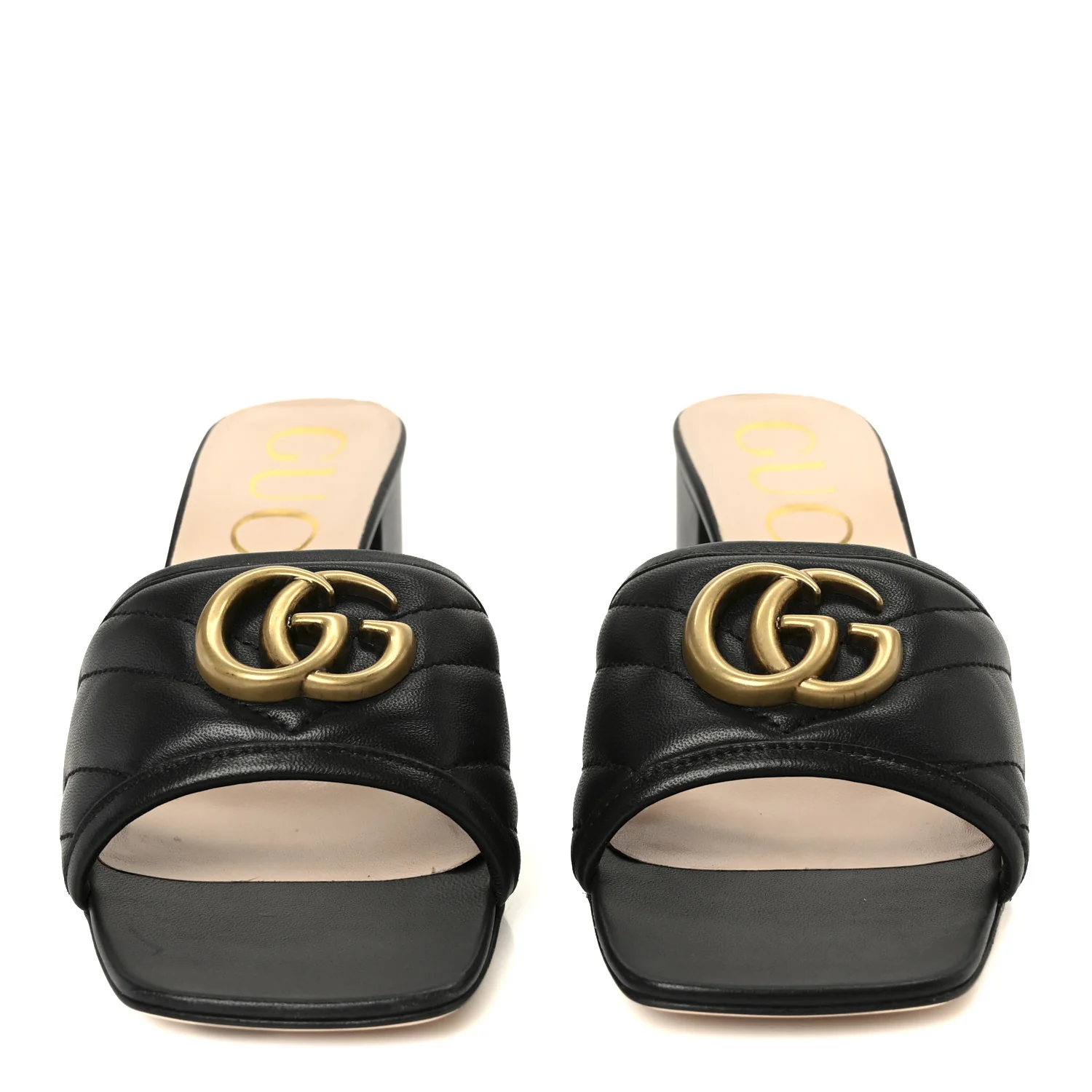 Nappa Matelasse GG Marmont 55mm Slide Sandals 37 Black - Image 3