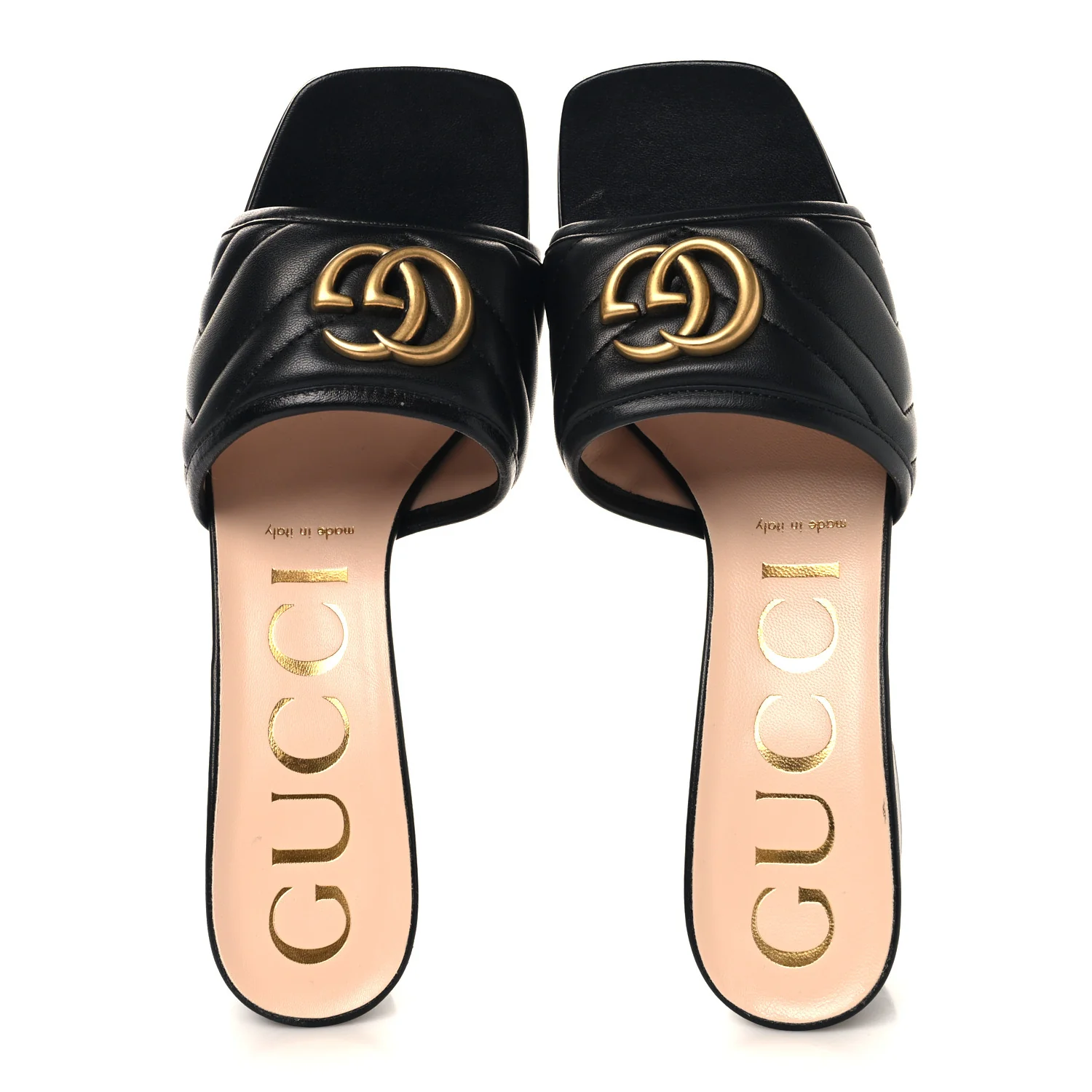 Nappa Matelasse GG Marmont 55mm Slide Sandals 37.5 Black - Image 2