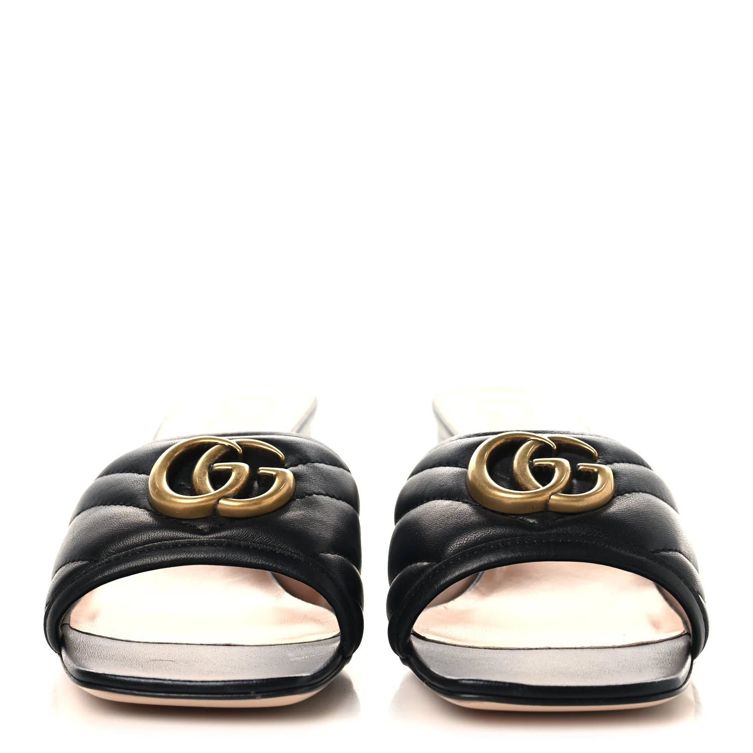 Nappa Matelasse GG Marmont 55mm Slide Sandals 37.5 Black - Image 3