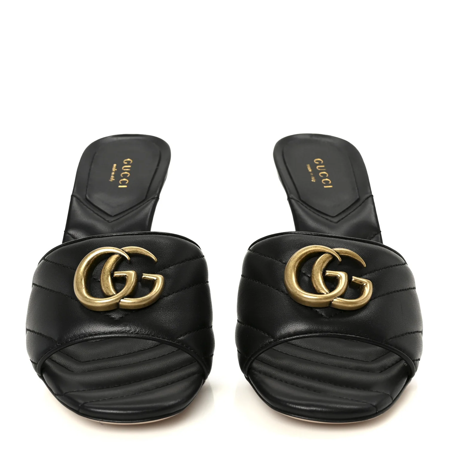 Nappa Matelasse GG Marmont 75mm Slide Sandals 37 Black - Image 3