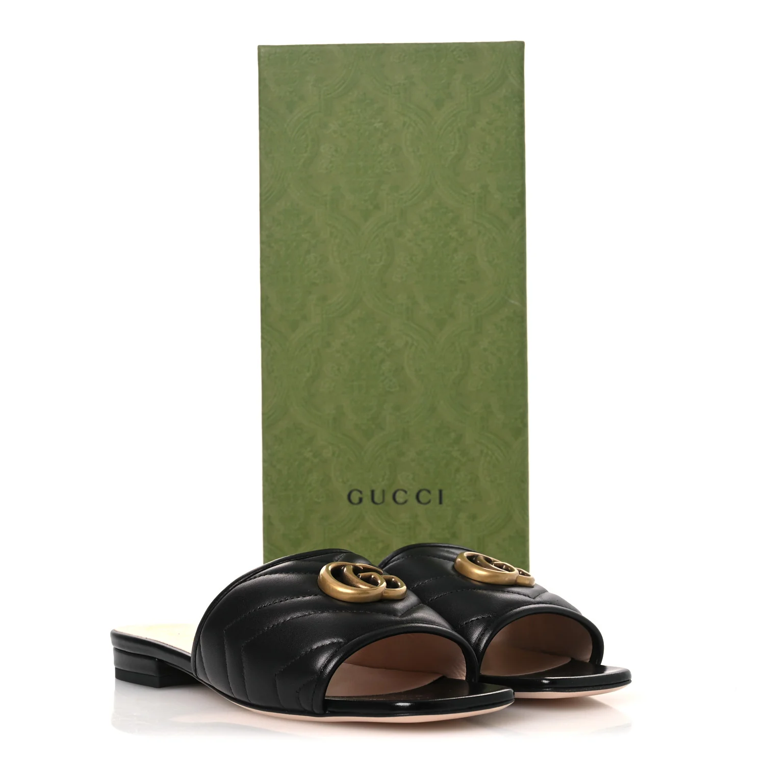 Nappa Matelasse GG Marmont Flat Slide Sandals 36.5 Black - Image 11