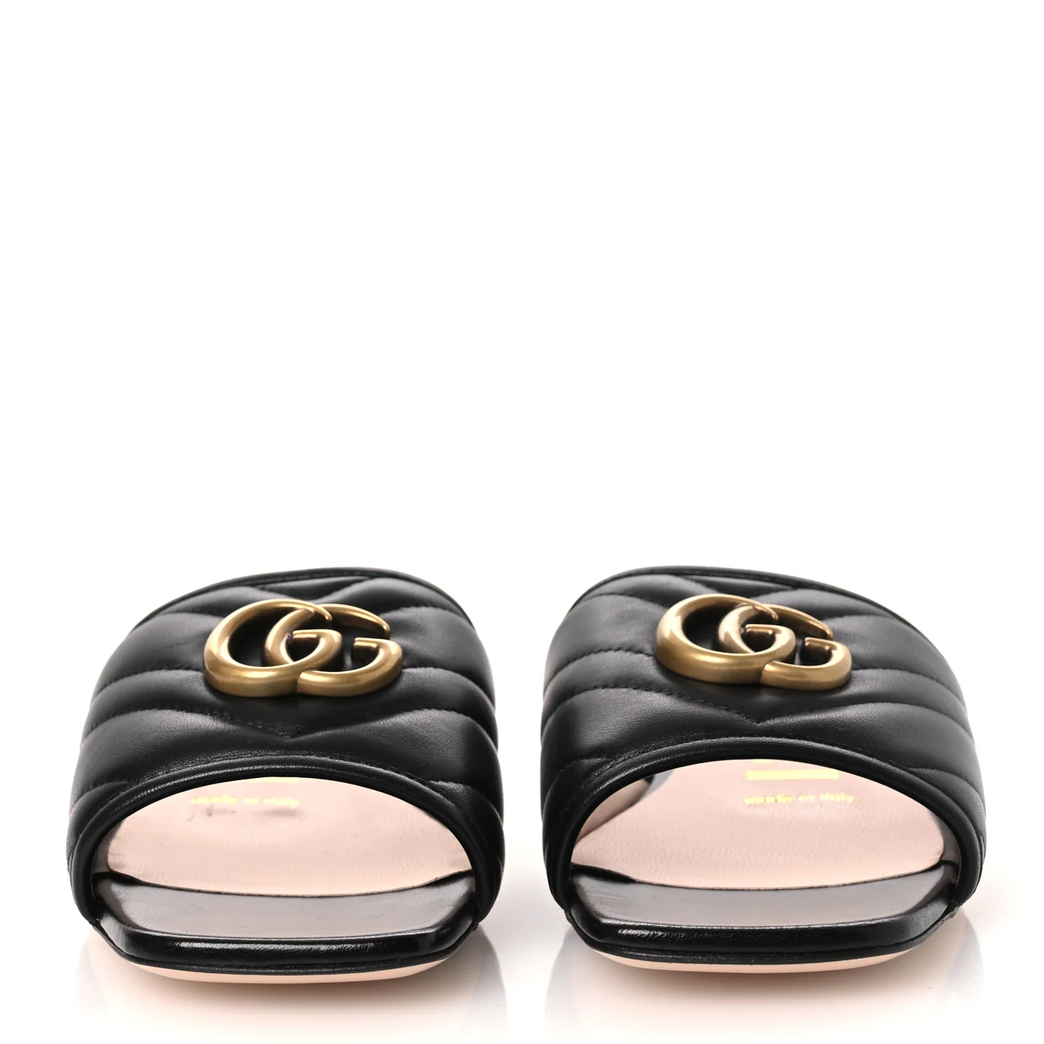 Nappa Matelasse GG Marmont Flat Slide Sandals 36.5 Black - Image 3