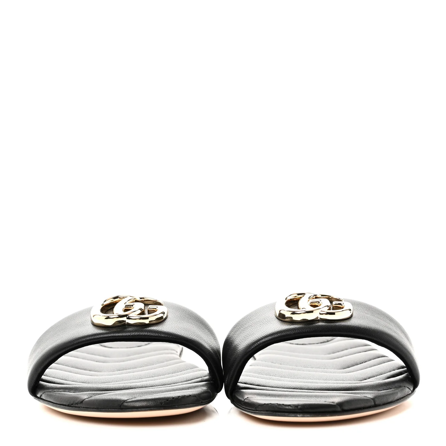 Nappa Matelasse GG Marmont Flat Slide Sandals 38.5 Black - Image 3