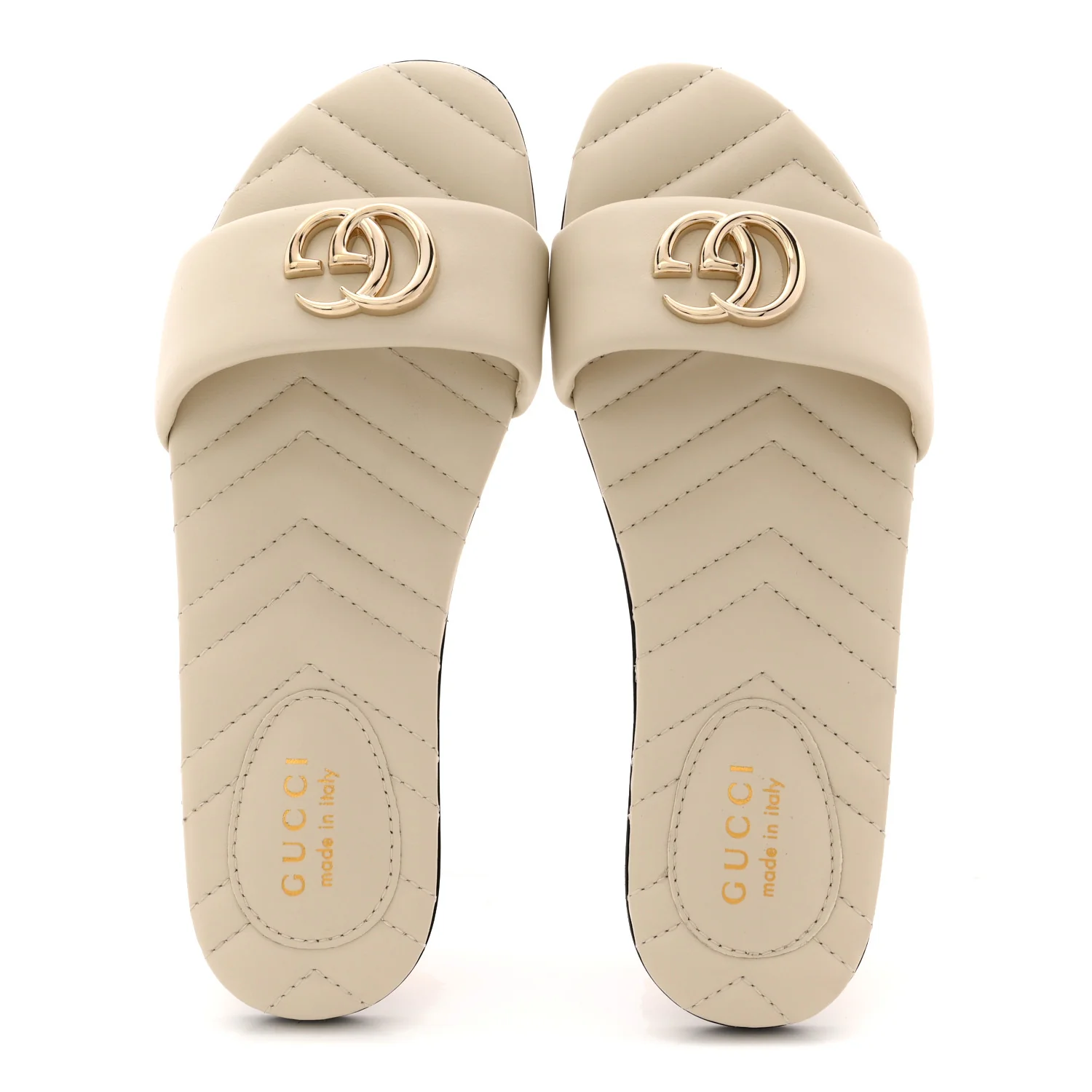 Nappa Matelasse GG Marmont Flat Slide Sandals 38.5 New Ivoire - Image 2