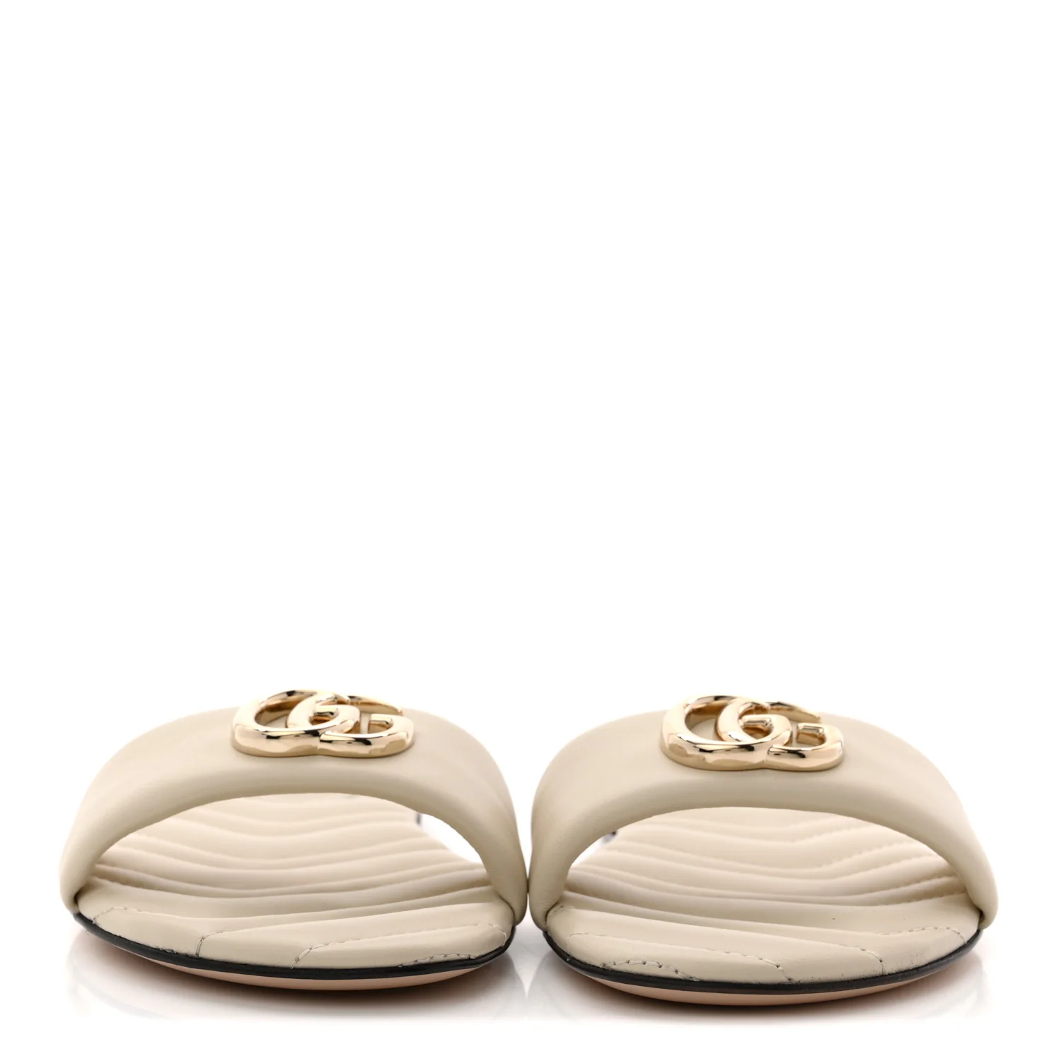 Nappa Matelasse GG Marmont Flat Slide Sandals 38.5 New Ivoire - Image 3