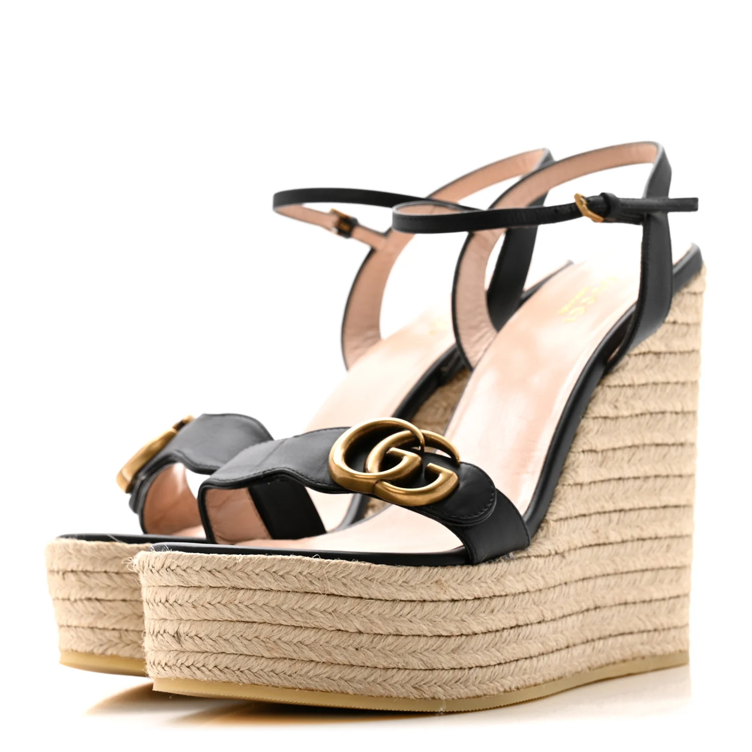 Nappa Matelasse GG Marmont Slingback Platform 45/130mm Espadrille Wedges 40 Black - Image 4