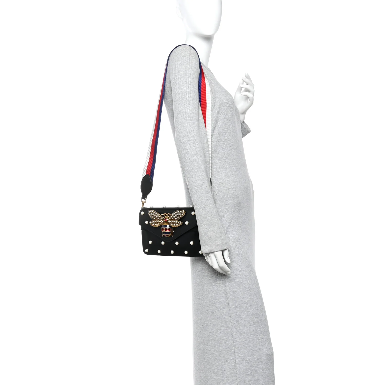 Nappa Pearl Studded Mini Queen Margaret Broadway Shoulder Bag Black - Image 2