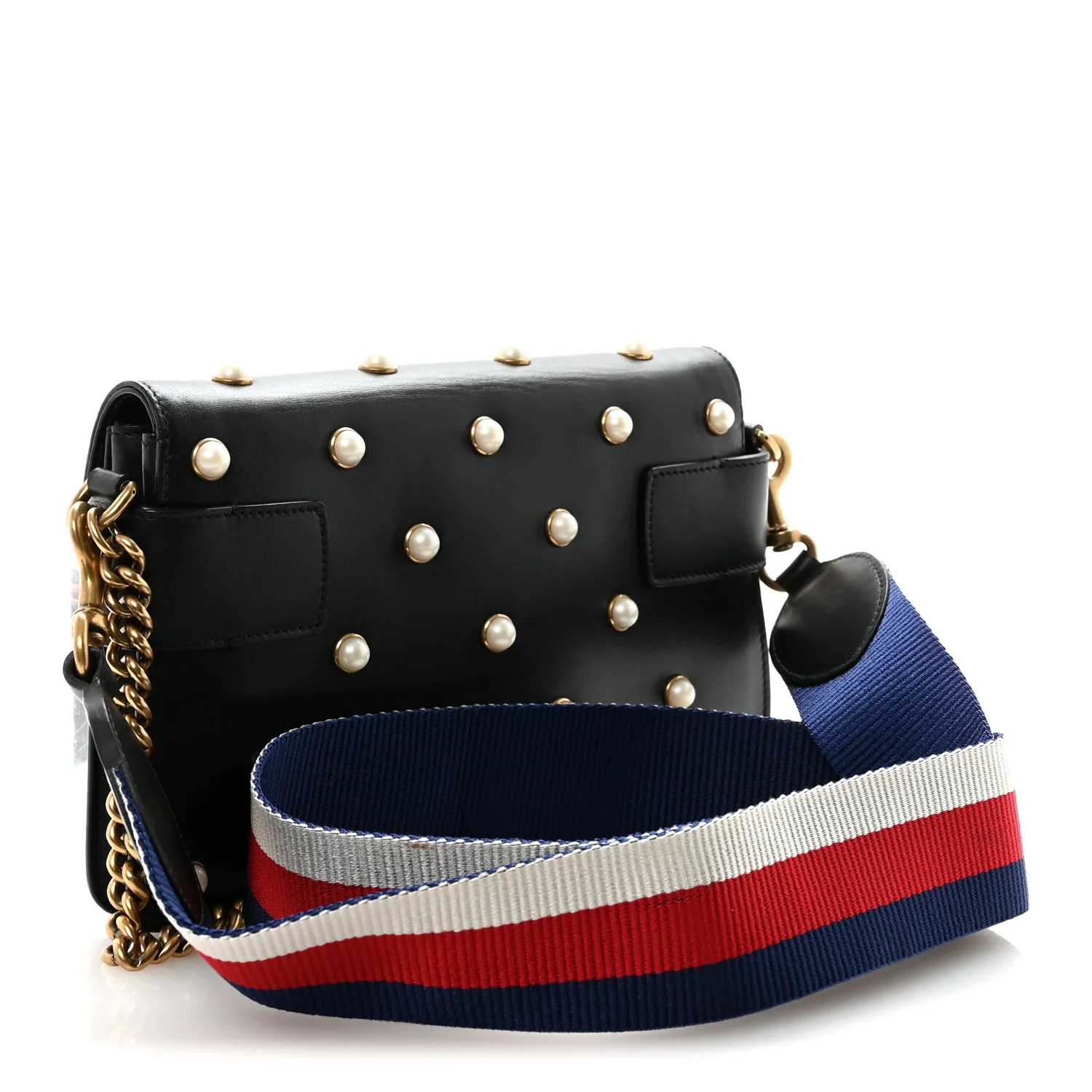 Nappa Pearl Studded Mini Queen Margaret Broadway Shoulder Bag Black - Image 3