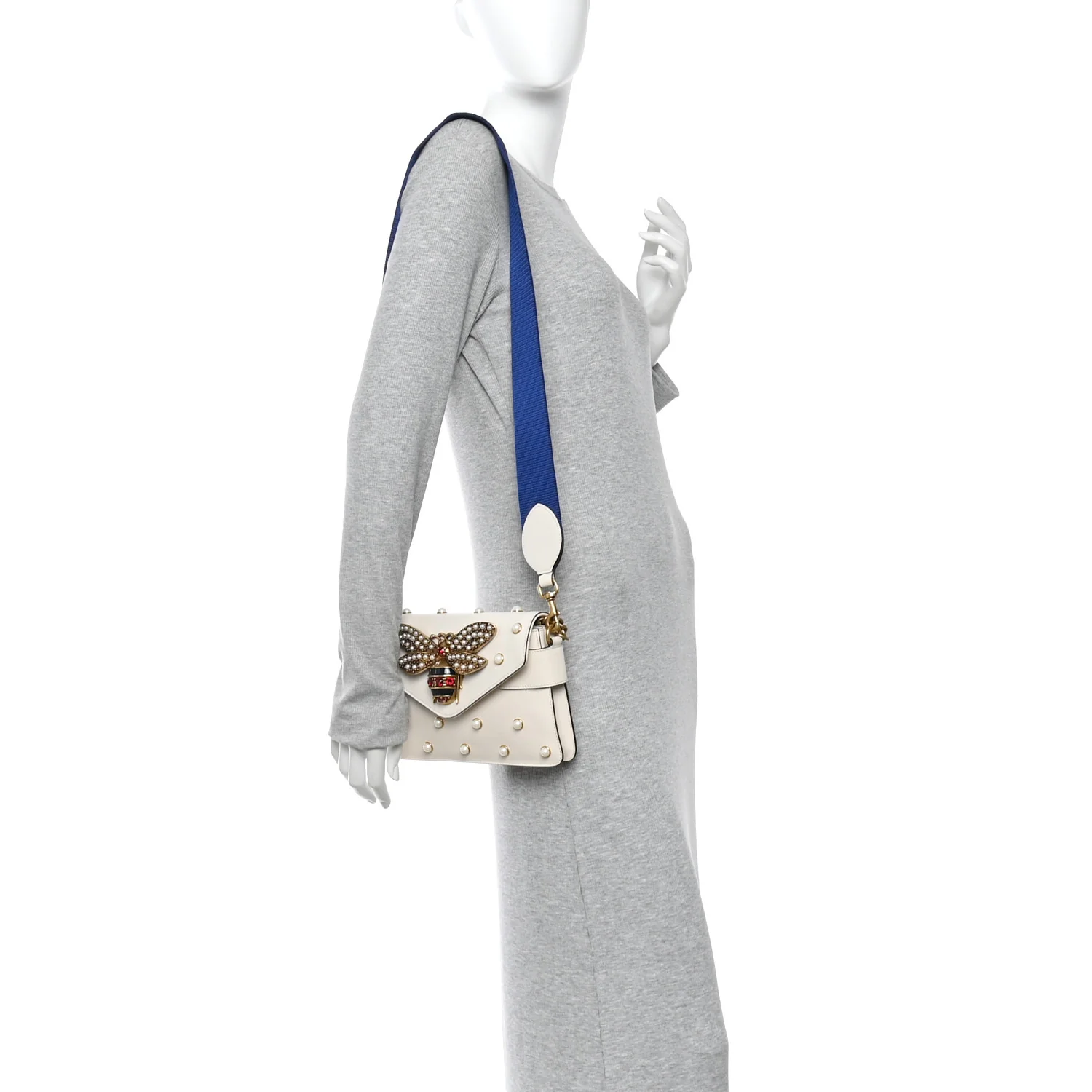 Nappa Pearl Studded Mini Queen Margaret Broadway Shoulder Bag Mystic White - Image 2