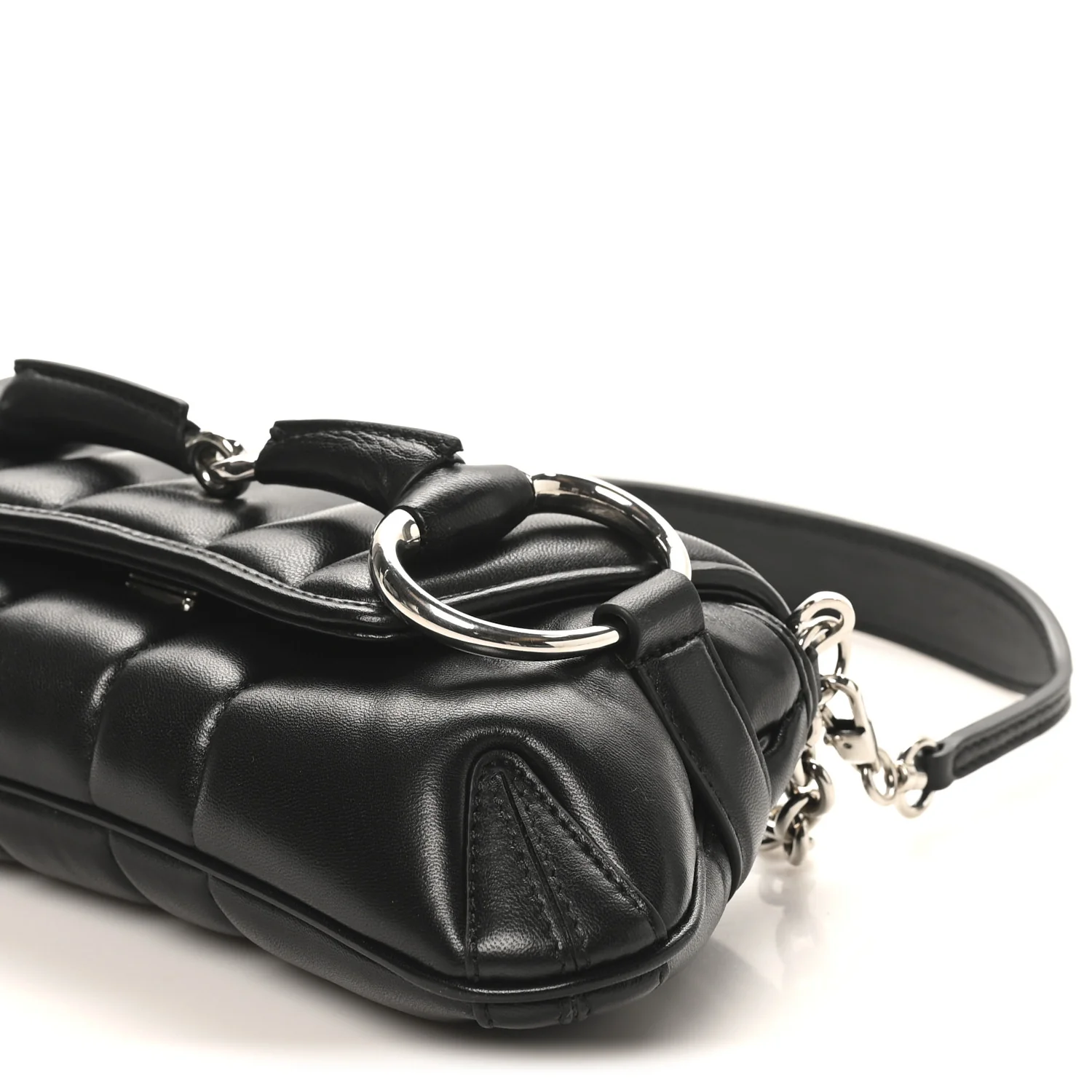 Nappa Vertical Matelasse Medium Maxi Horsebit Chain Shoulder Bag Black - Image 9