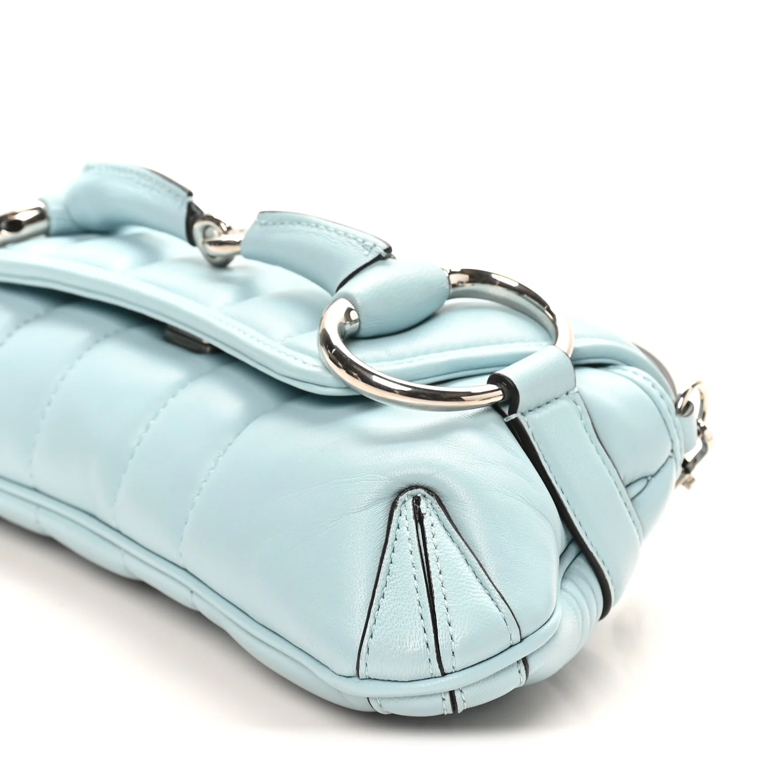 Nappa Vertical Matelasse Medium Maxi Horsebit Chain Shoulder Bag Crystal Snow - Image 10
