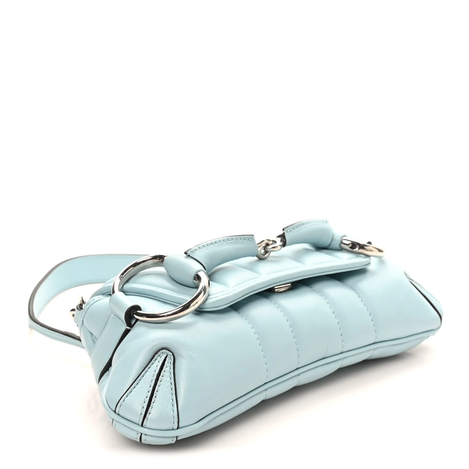 Nappa Vertical Matelasse Medium Maxi Horsebit Chain Shoulder Bag Crystal Snow - Image 4