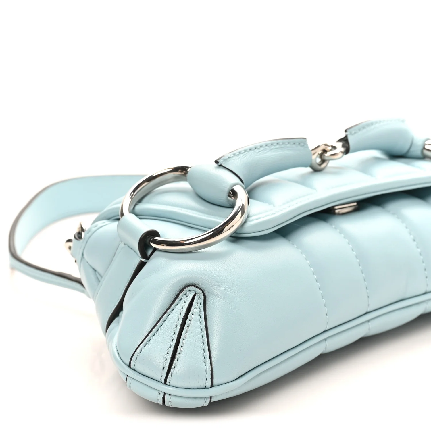 Nappa Vertical Matelasse Medium Maxi Horsebit Chain Shoulder Bag Crystal Snow - Image 9