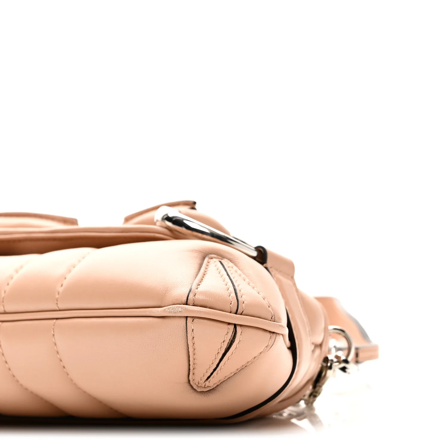 Nappa Vertical Matelasse Small Maxi Horsebit Chain Shoulder Bag Beige - Image 10