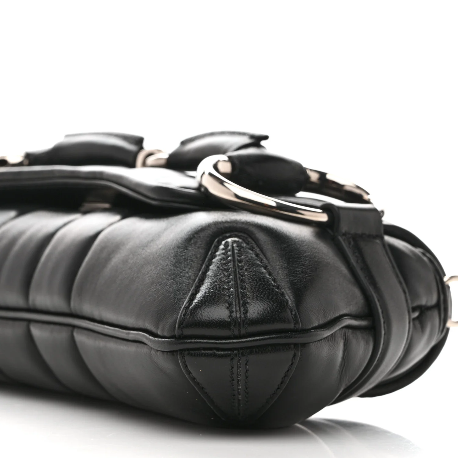 Nappa Vertical Matelasse Small Maxi Horsebit Chain Shoulder Bag Black - Image 10