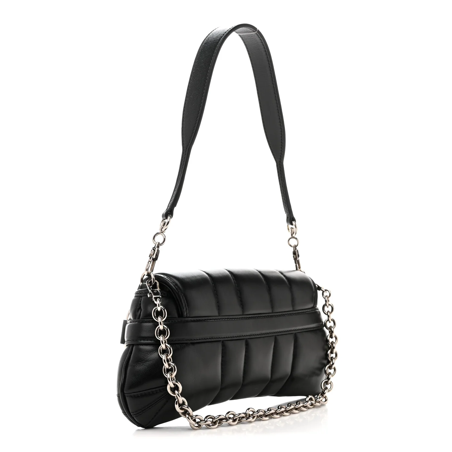 Nappa Vertical Matelasse Small Maxi Horsebit Chain Shoulder Bag Black - Image 3